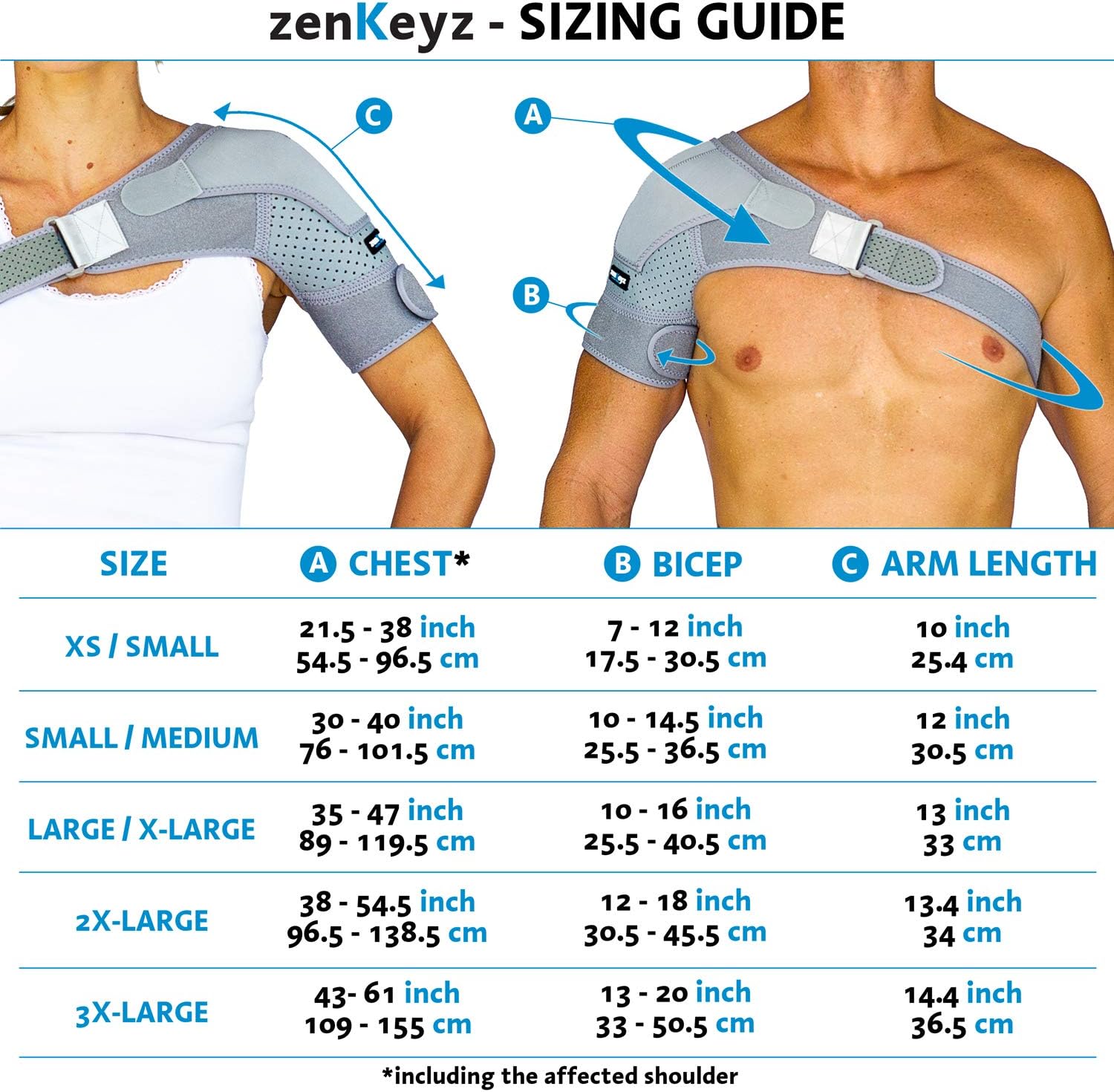 Shoulder Brace for Men Women - for Torn Rotator Cuff Support,Tendonitis, Dislocation, Bursitis, Neoprene Shoulder Compression Sleeve Wrap by ZENKEYZ (Gray, Large/XLarge) : Health & Household