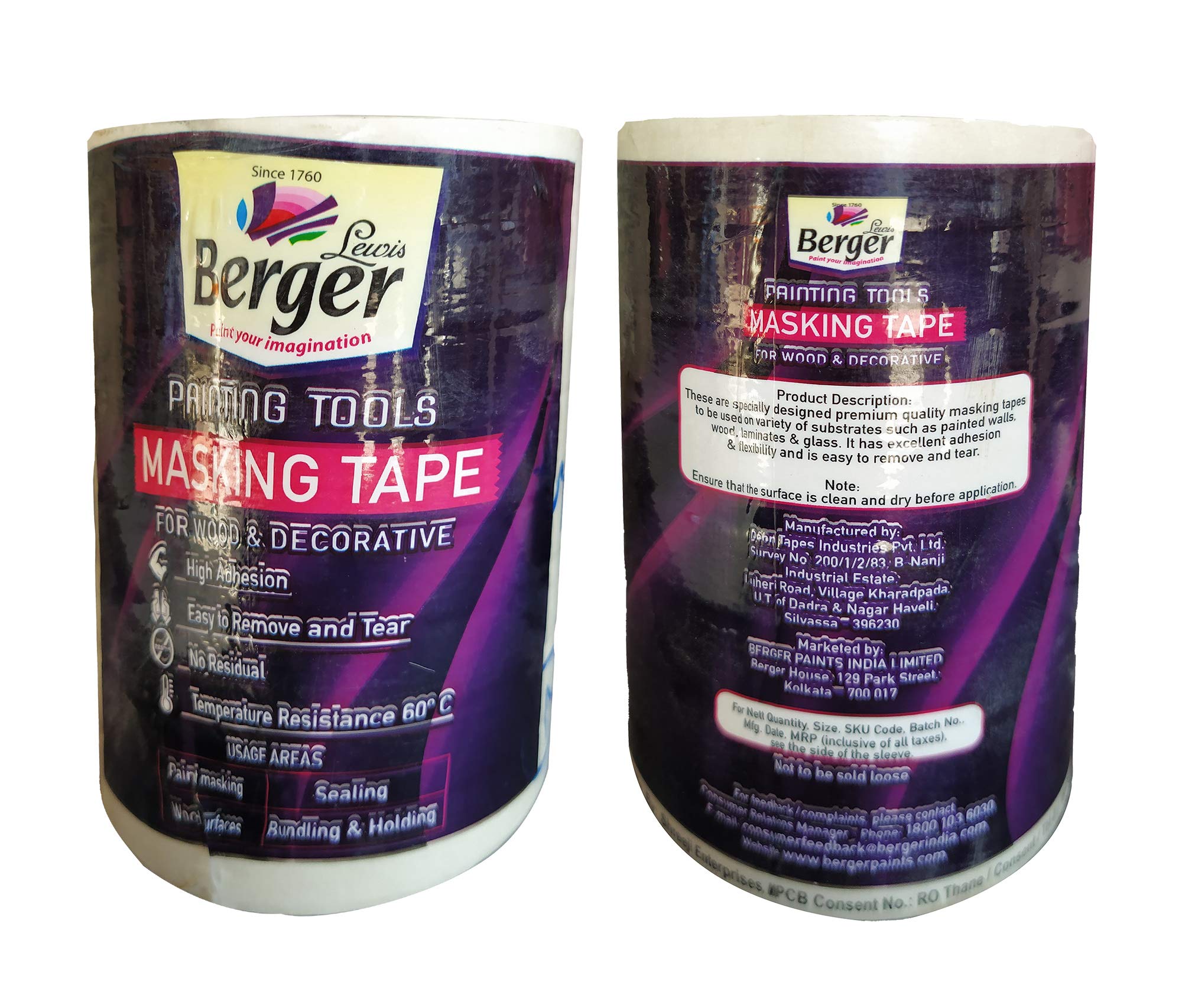 Berger Painting Tools Masking Tape 3/4 inch x 20 meters for Painted Walls, Woods, Laminates & Glass (8) (B08S5KGGZP) Amazon Price History, Amazon Price Tracker