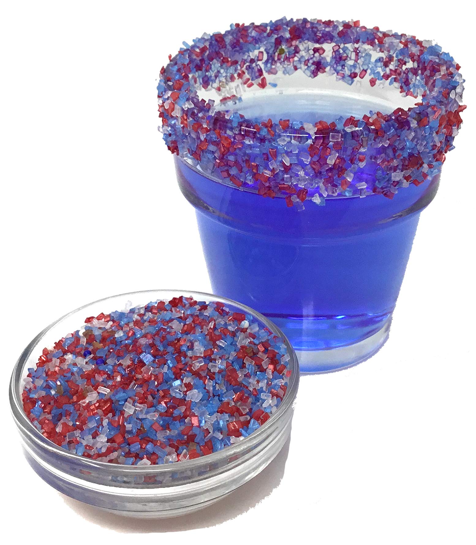 Snowy River Americas Cocktail Sugar - Naturally Colored 4th July Red, White & Blue Cocktail Rimmer, Beverage Rimmer, Margaritas, Kosher (Americas, 3oz Gift Bottle)