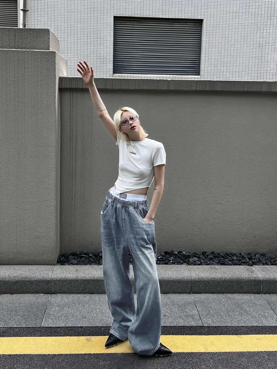 EMMIOL Baggy Jeans Women Wide Leg Y2K Vintage Denim Pants High Rise Boyfriend Dark Wash Pants - Image 3