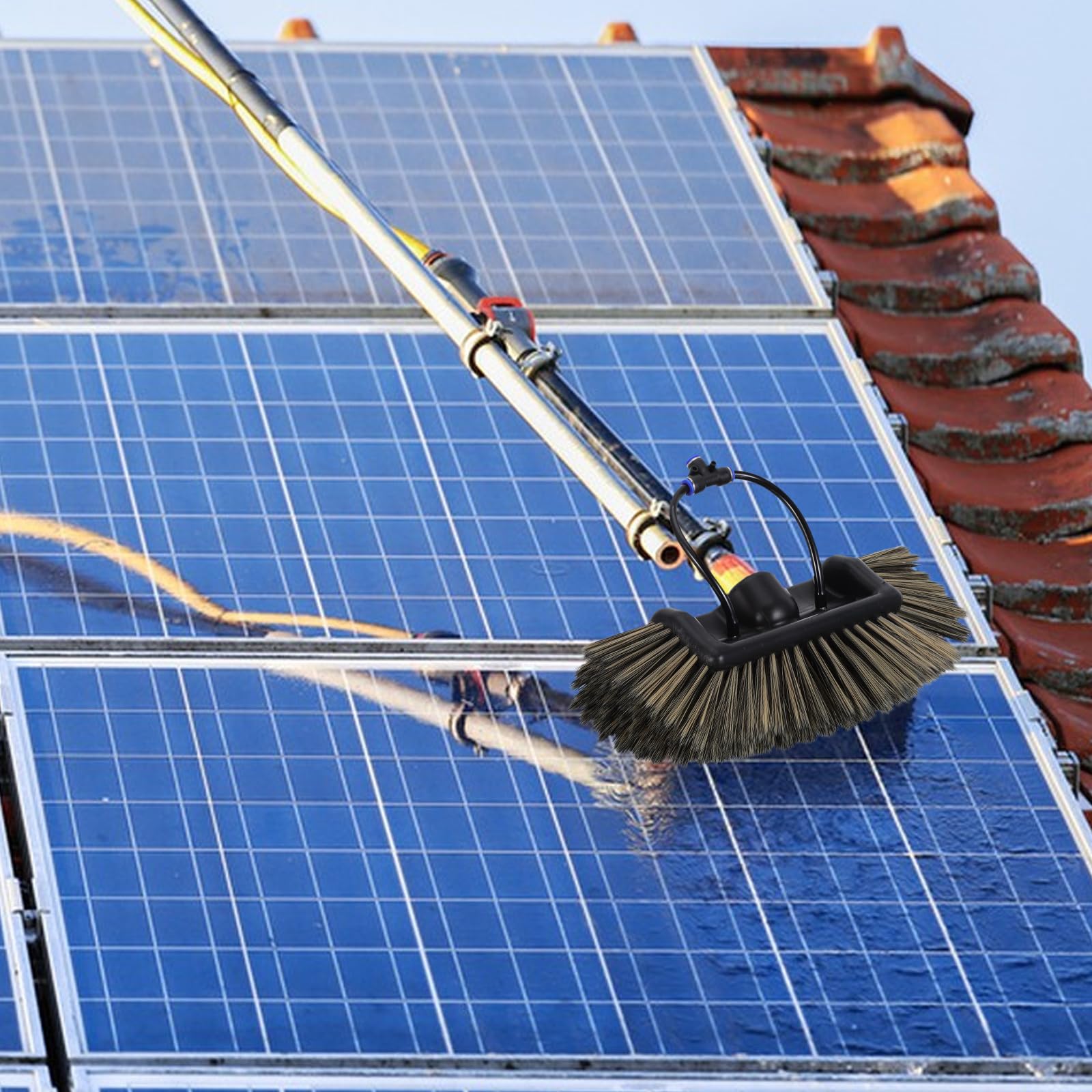 Cabezal de Cepillo de Limpieza para Paneles Solares, Accesorio Alimentado por Agua, Diseño No Abrasivo, Recambio para Herramienta de Limpieza de Techos y Ventanas, Uso