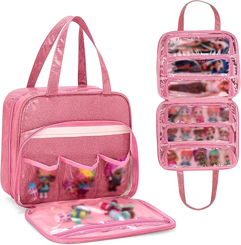 Miniatura 8 de LoDrid Funda de transporte para muñecas compatible con LOL Surprise Dolls All bolsa de almacenamiento organizadora colgante con 6 bolsillos