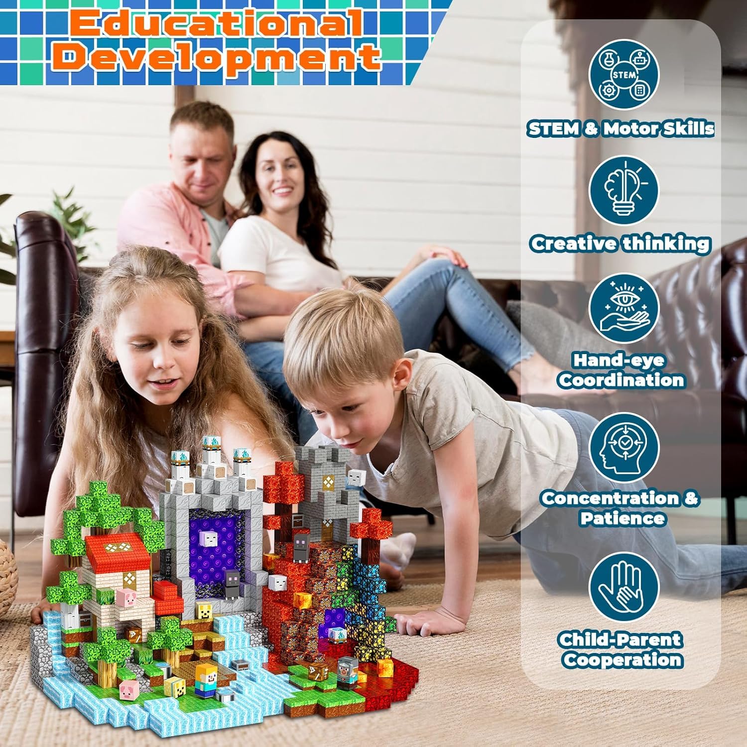 Annexfun 240 Costruzioni Magnetiche Avventura Magica nel Tempo - Set da Costruzione per Bambini con Cavalieri, Fantasmi e Fiume Incantato | Giocattolo Educativo per Bambini dai 4 Anni