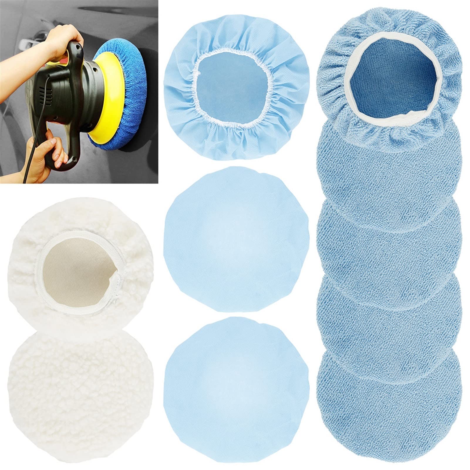 TRUSTTWO 10 unids Coche Polidaje Sombrero Lavado de autos Microfibra Paños de Microfibra Non-tejido Cepillos de peluche Conjunto de Pulidor Auto Pulidor Pulido Herramientas de limpieza de autos The Ne