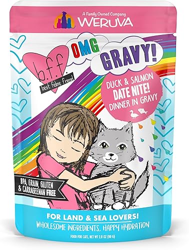 Vista 13 de Weruva B.F.F. OMG - Best Feline Friend Oh My Gravy!, Booya! - Alimento para gatos con carne de res y pollo en salsa, bolsa de 2.8 onzas
