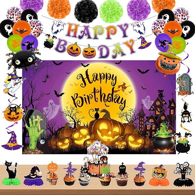 Amazon.com: Trgowaul Halloween Birthday Decorations, 42pcs Happy ...