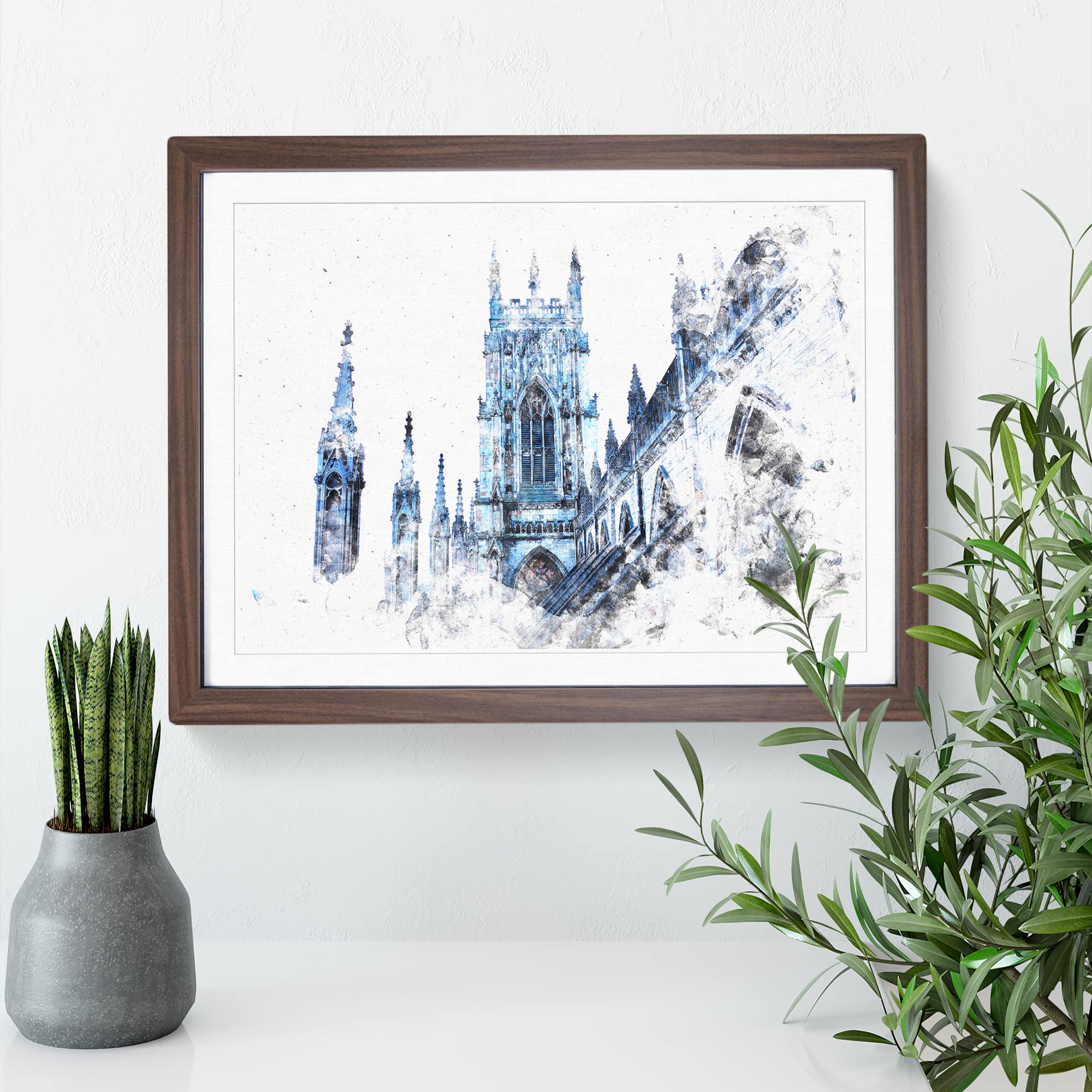 York Minster Watercolour Modern Framed Wall Art Print, Ready to Hang Picture for Living Room Bedroom Home Office Décor - Image 3