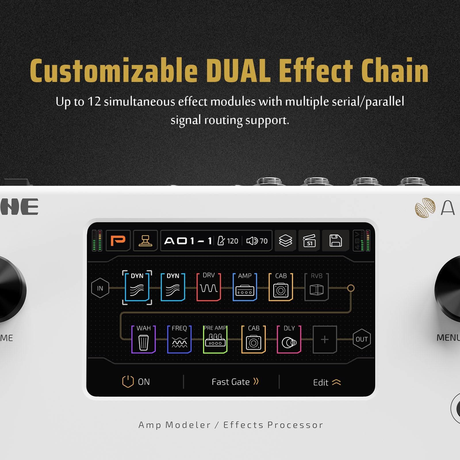 Pedale HOTONE multieffetto a doppio effetto con pedale d’espressione FX Loop MIDI I/O Interface Touch Screen Ampero II (include 10 pezzi aggiuntivi per switch)