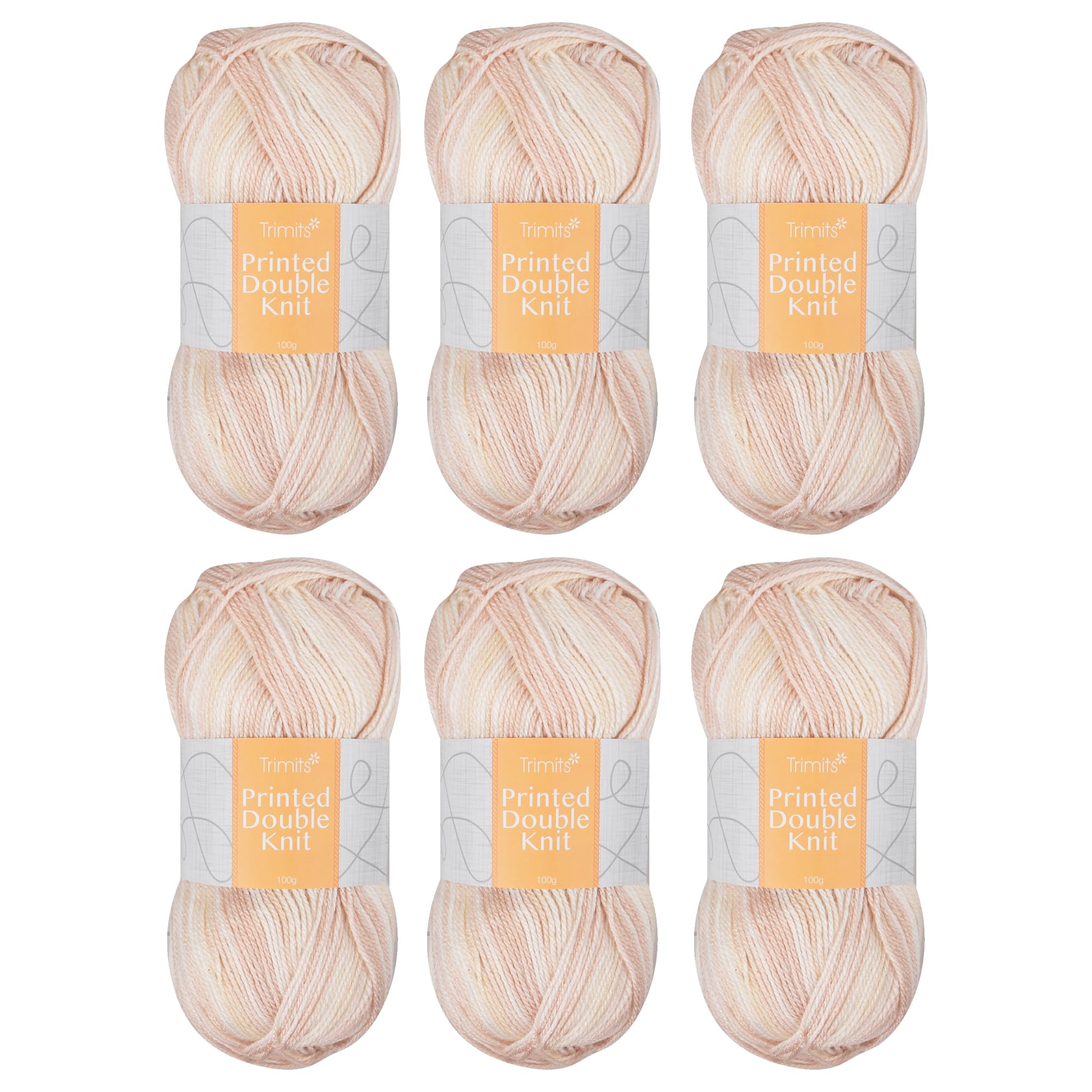 Trimits Double Knit Acrylic Yarn Wool for Knitting and Crochet - 6 x 100g (280 metres) - Soft Touch Easy Care Machine Washable DK Yarn, Oeko-TEX Certified Fibre, Natural