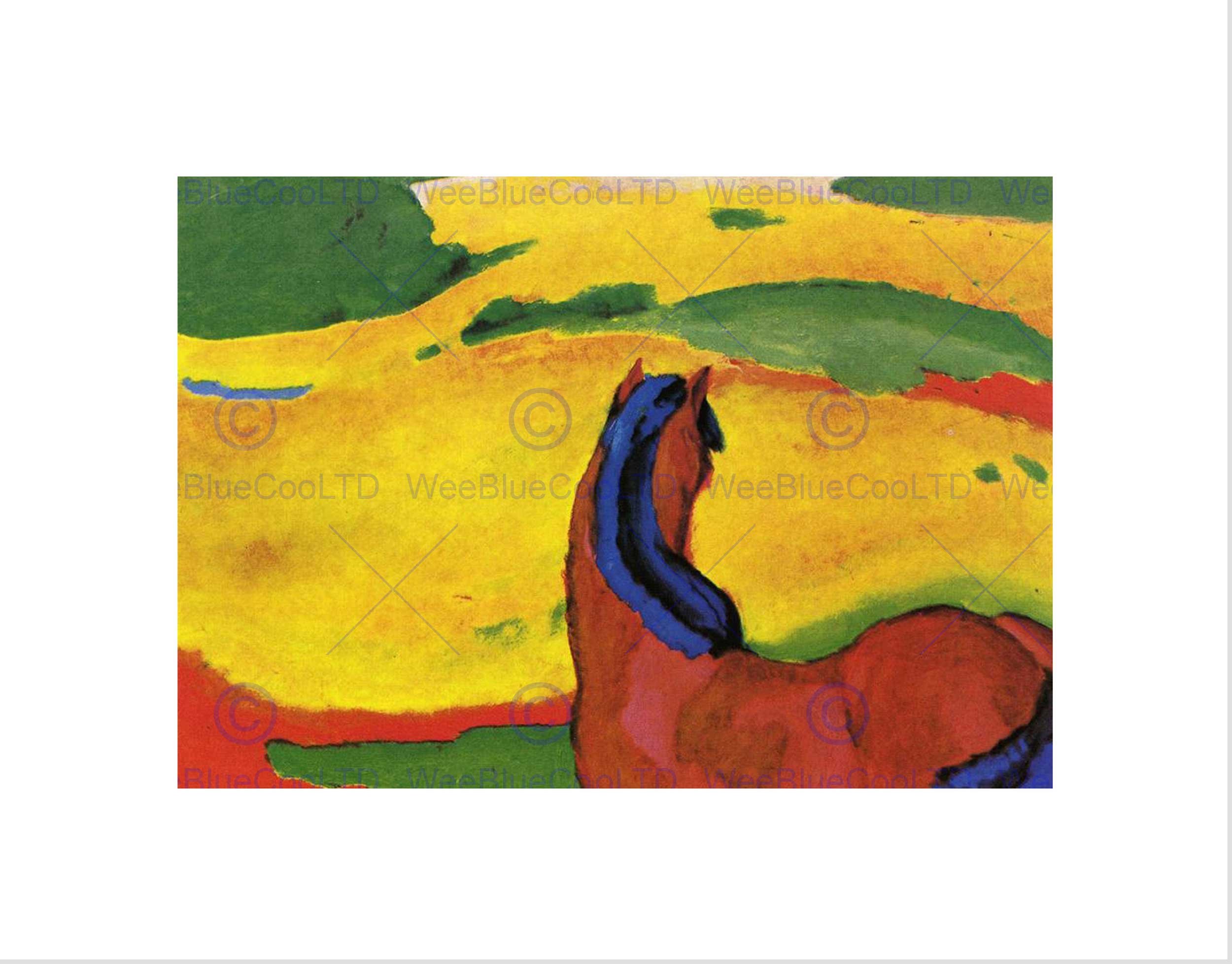 Wee Blue Coo Franz Marc Horse In A Landscape 1910 Old Master Wall Art Print