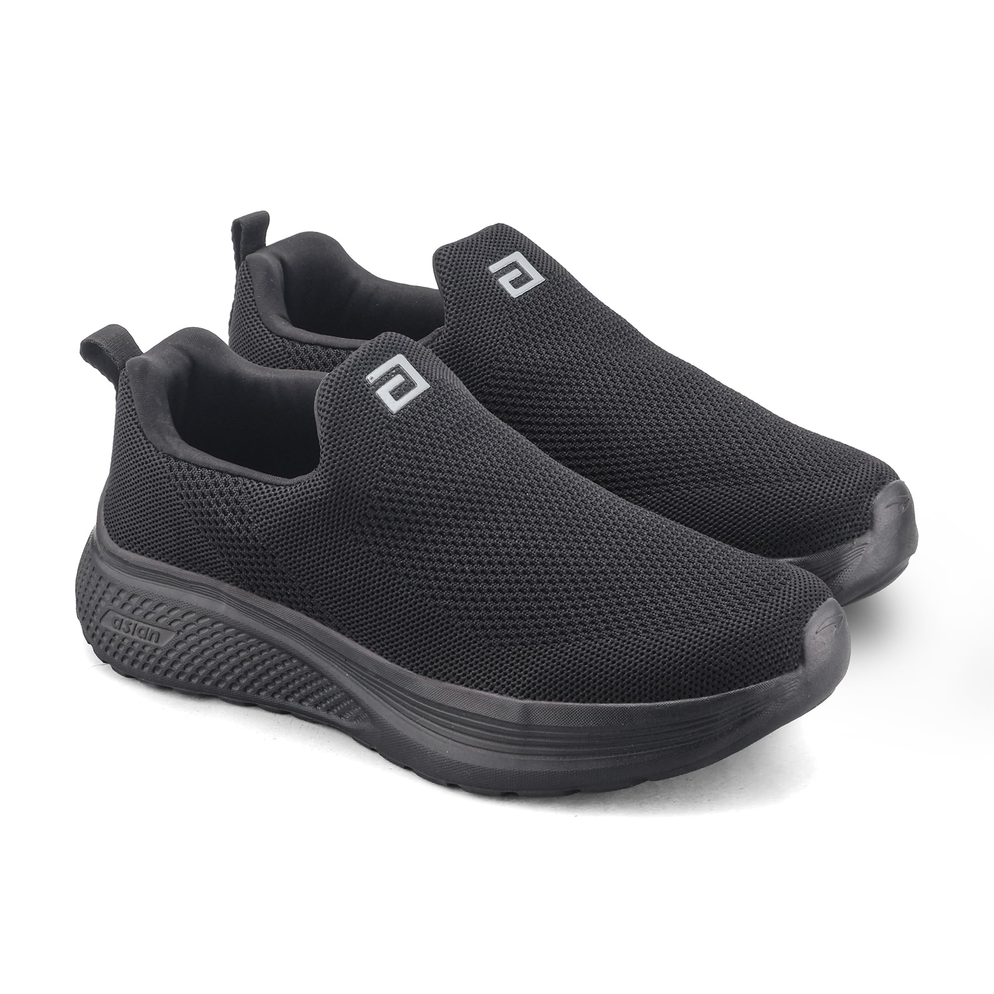 ASIAN Wonderwalk-11 Men’s Walking Shoes | Ultra-Light Slip-On Comfort with Cushioned Sole | Breathable, Stylish, Perfect for Work, Travel & Daily Use-(Fullblk)-UK-8
