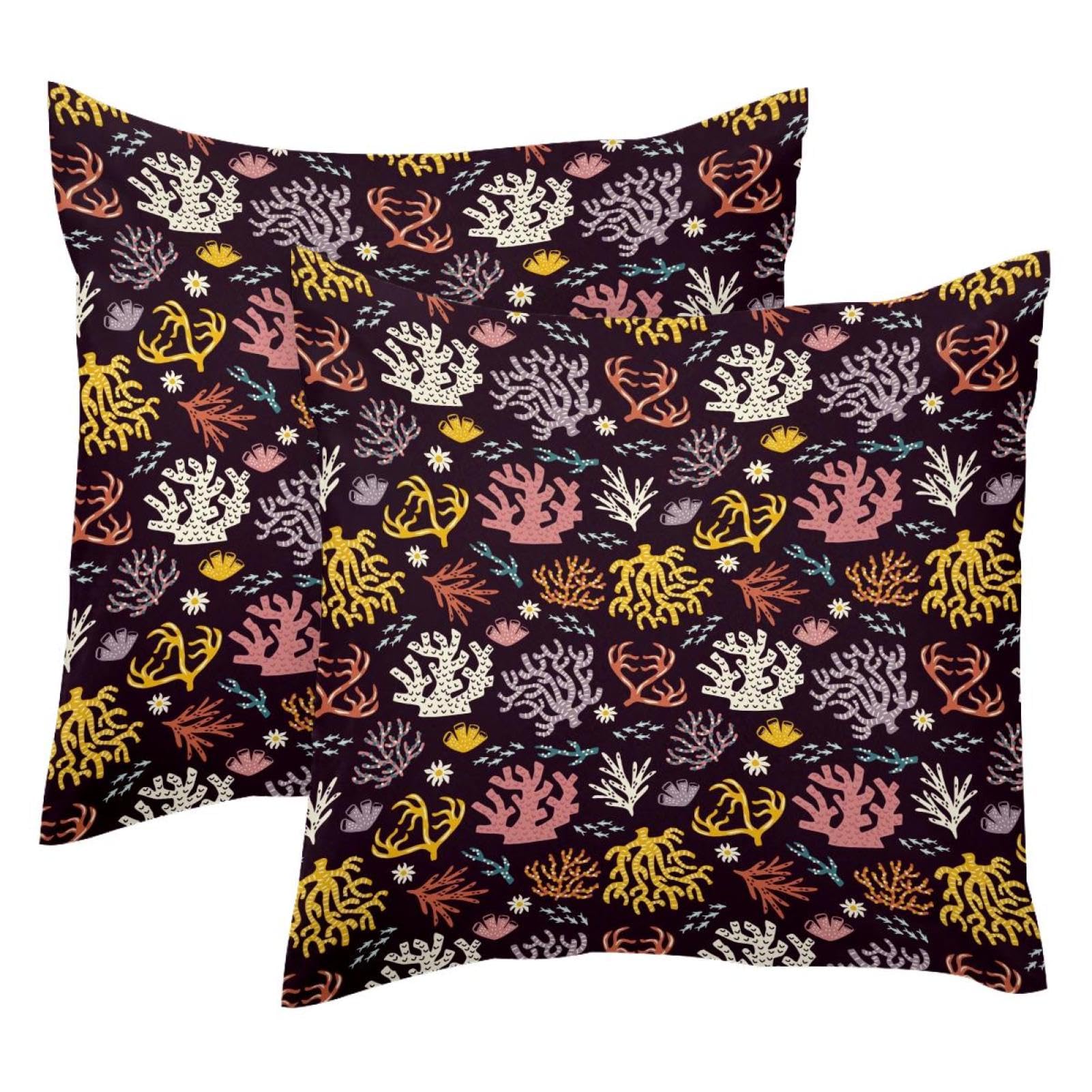 Housse de coussin de luxe en velours motif corail rustique grand format