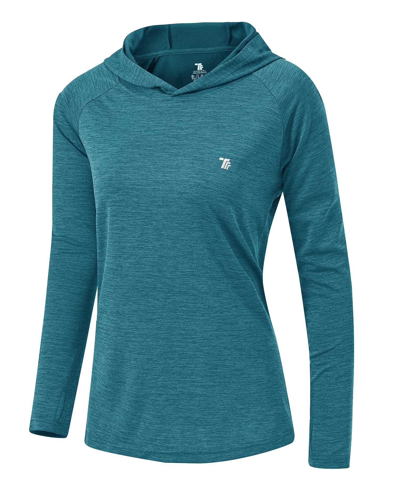 YSENTO Damen Laufshirt Langarm Sportshirt UPF 50+ Schnelltrocknend UV Schutz Hoodie Pullover Wandershirt mit Daumenlöcher