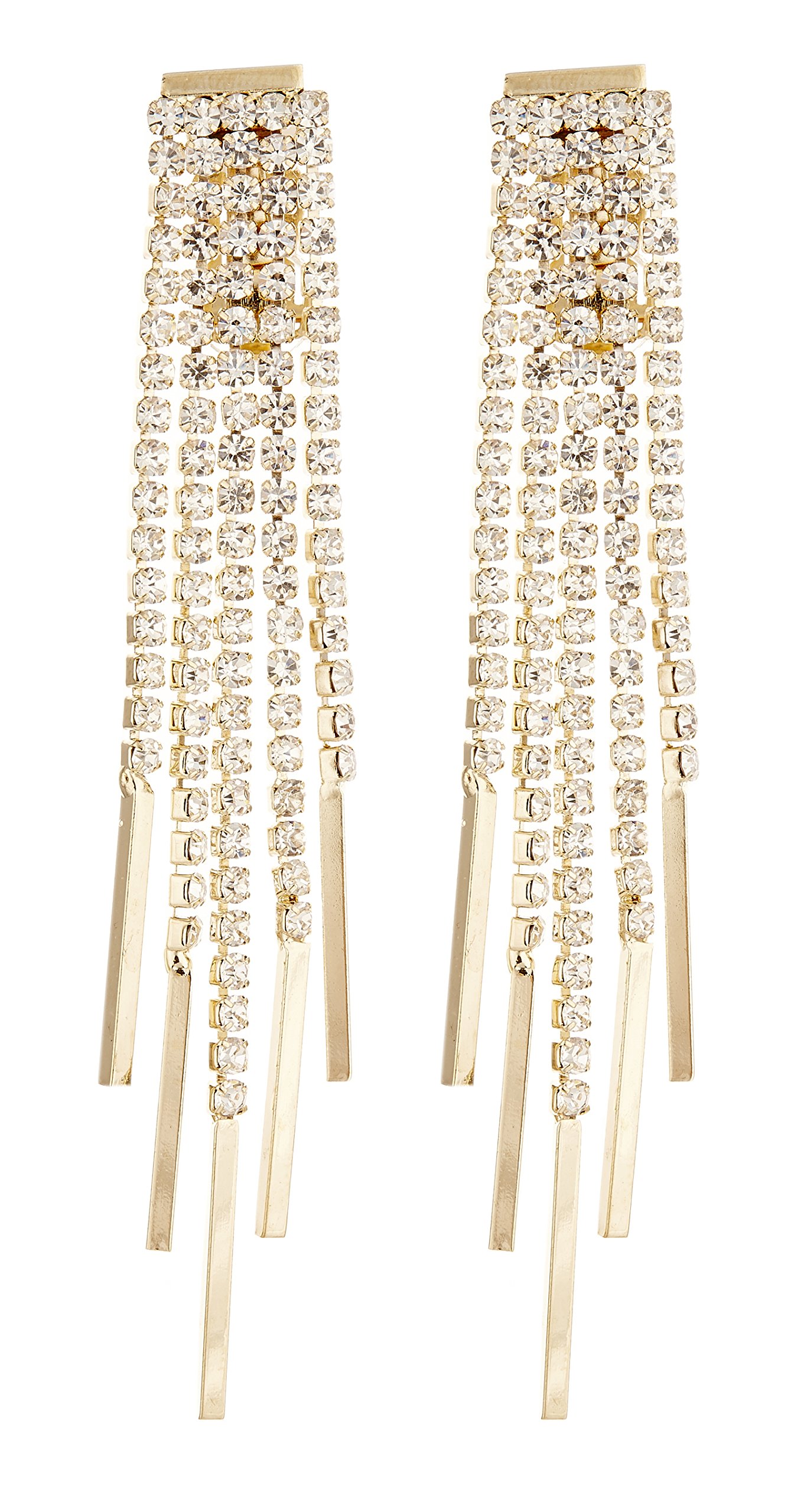 Bello LondonClip On Earrings - Gold Plated Chandelier With Diamante Strands - Cat G