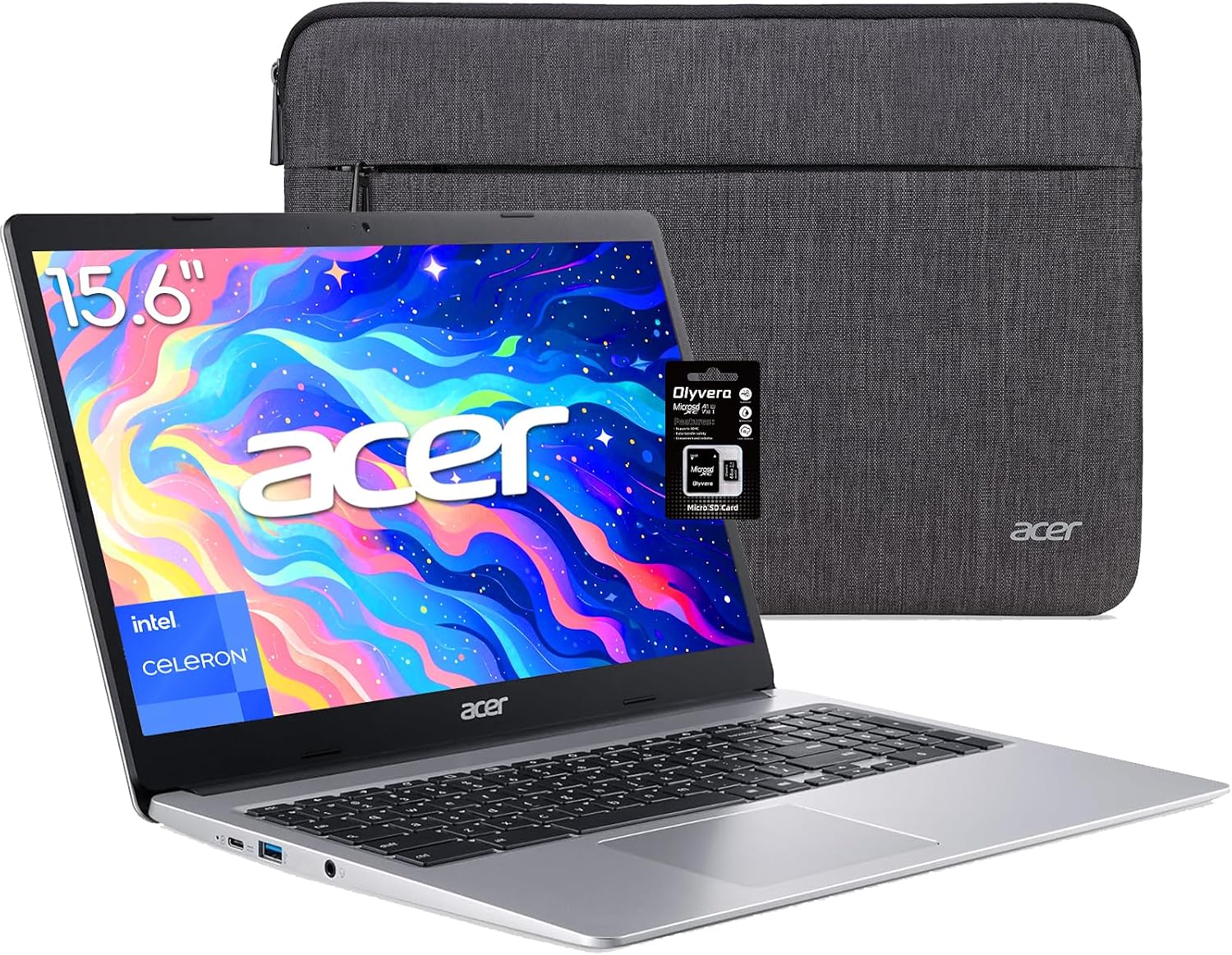 acer Chromebook 15.6" HD Laptop, Intel Celeron N4000, Intel UHD Graphics, 4GB LPDDR4, 128GB eMMC+64GB SD Card, 2 X USB-C & A, Google Play, Bluetooth, Wi-Fi, Webcam, Speakers, Long Battery, Chrome OS