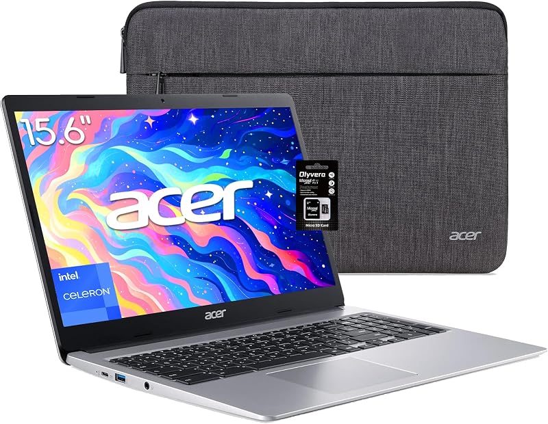 Acer Chromebook 15.6" HD Laptop, Intel Celeron N4000, Intel UHD Graphics, 4GB LPDDR4, 128GB eMMC+64GB SD Card, 2 X USB-C & A, Google Play, Bluetooth, Wi-Fi, Webcam, Speakers, Long Battery, Chrome OS