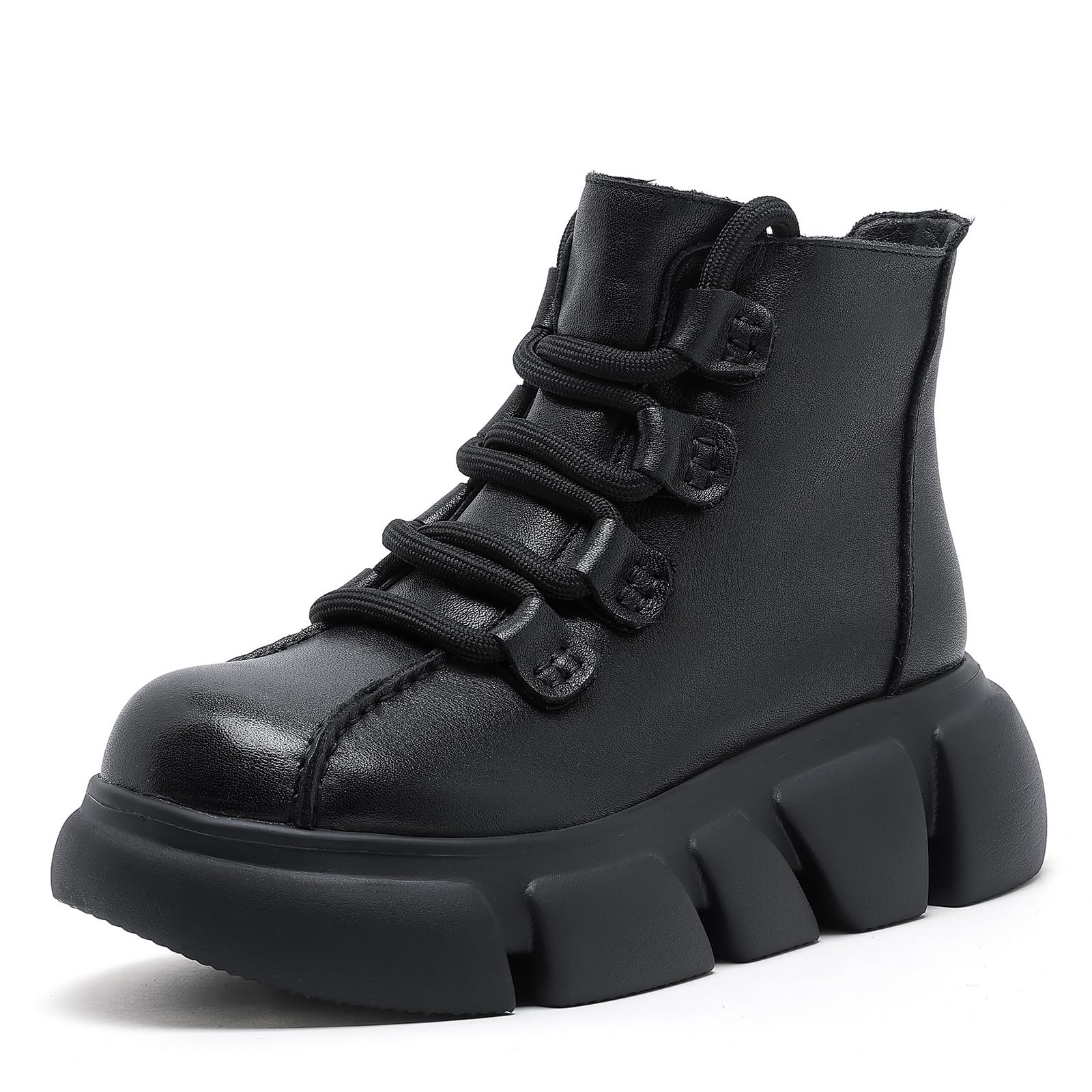 Womens Ankle Boots Comfortable Platform Lace-Up City Hiker Wedge Booties