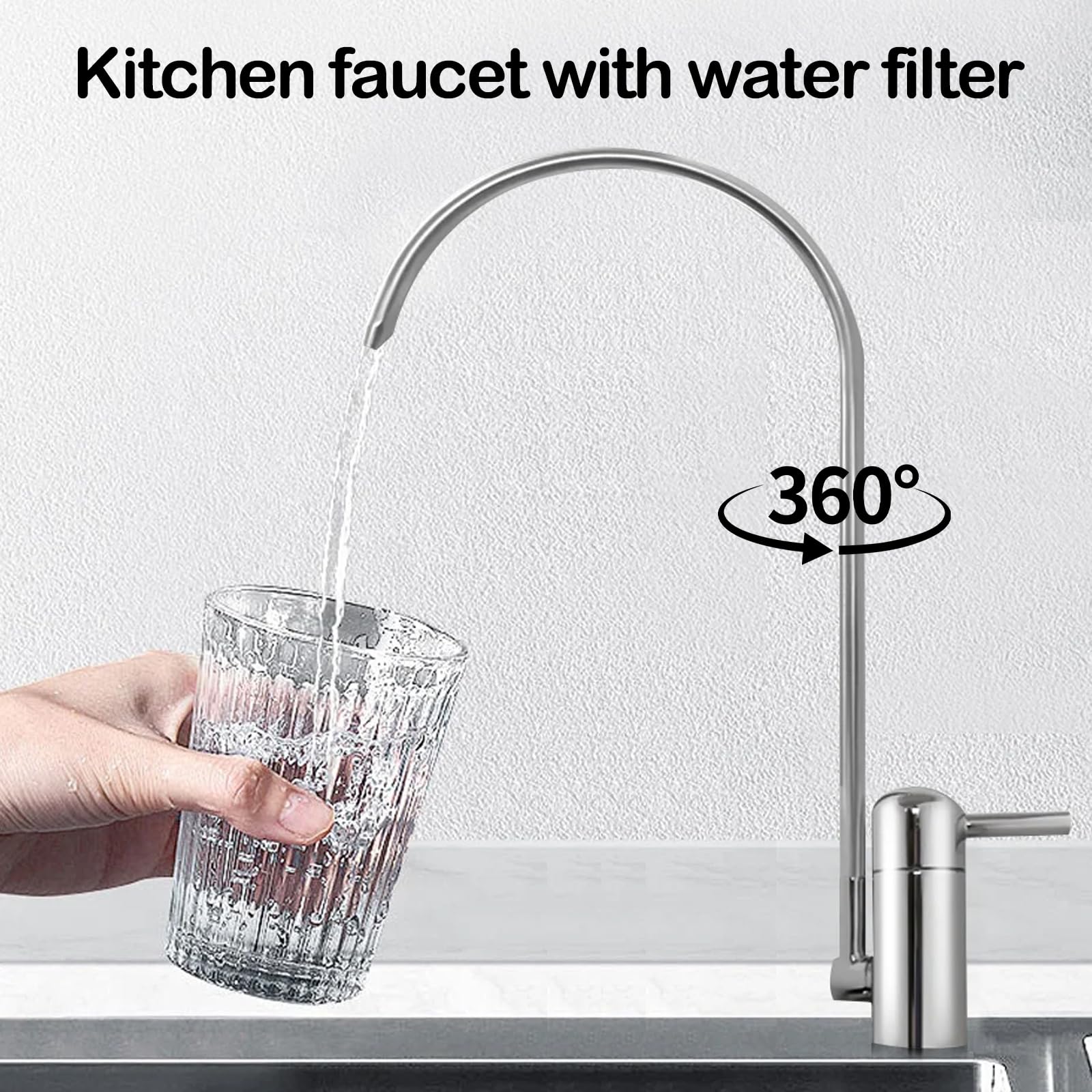 Rubinetto Cucina, Rubinetto per Lavello da Cucina a Una via Compatibile con Amway Espring Filtro Dell'acqua con Beccuccio Girevole a 360 ° Rubinetto Lavello Cucina con Adattatori per Rubinetto