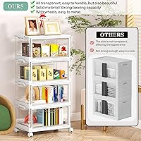 Vista 6 de Clear Storage Bins with Lids,4 Tier Plastic Bins with Wheels,Stackable Storage Bin,Closet Organizers Box for Bedroom,Living Room,Toy,23 QT Folding