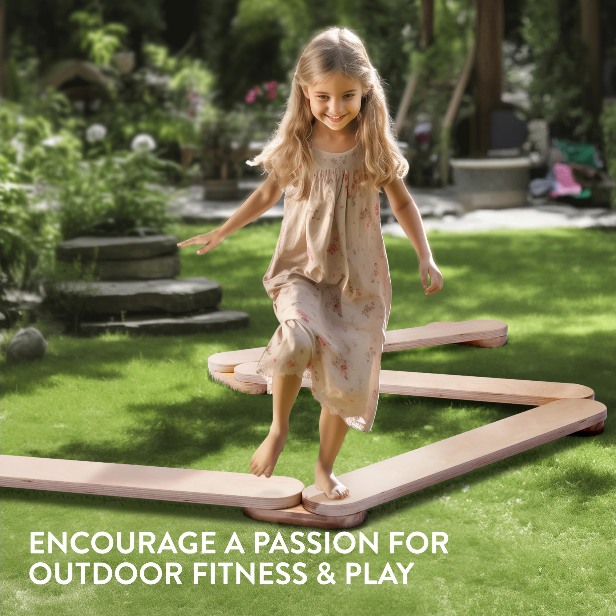 Navaris Poutre d'équilibre en Bois pour Enfants - Module motricité bébé avec 6 Planches Jouet d'équilibre intérieur extérieur - Parcours de motricité éducation Montessori