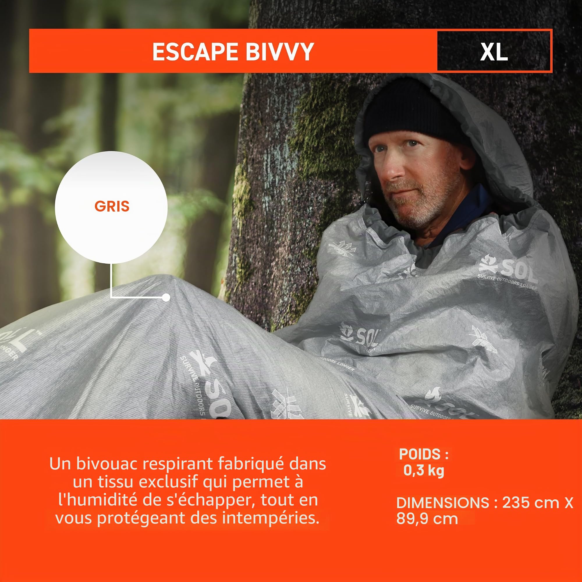 Sol Escape Bivouac XL avec Capuche Orange