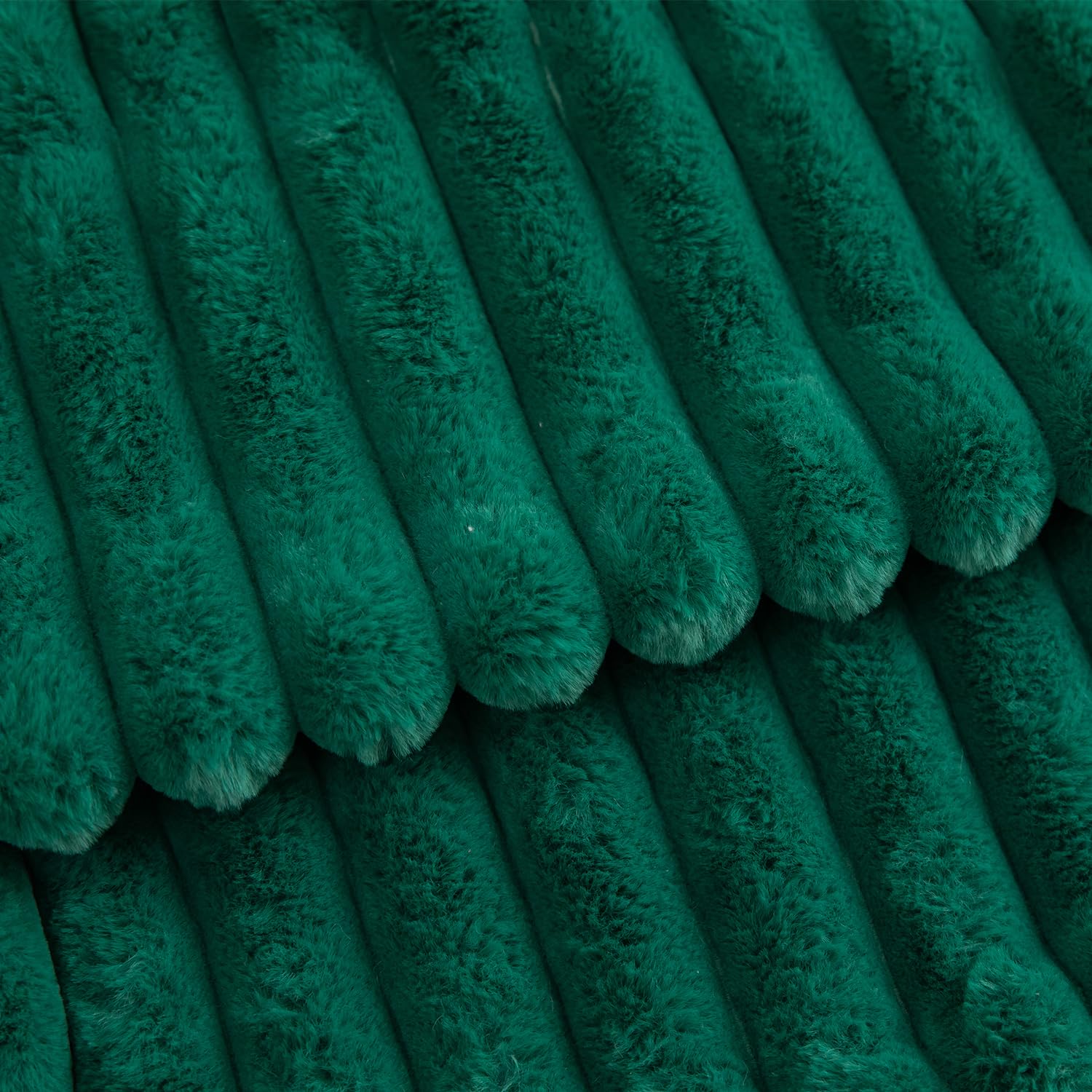 Mandioo Pack of 2 Decorative Cushion Covers 30cm x 50cm Faux Fur Striped Plush Soft Throw Pillow Covers Pillow Cases Bedroom Living Room Sofa Home 20x20 Inch Green - Image 2