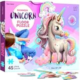 Dan&Darci Jumbo Shimmery 45-Piece Unicorn Floor Puzzle for Kids Ages 3-6 Years Old- Large Toddler Puzzles Age 3&comma; 4&comma; 5&comma; 6 Year Olds - Easter Toys for Girls - Little Girl Birthday Gift