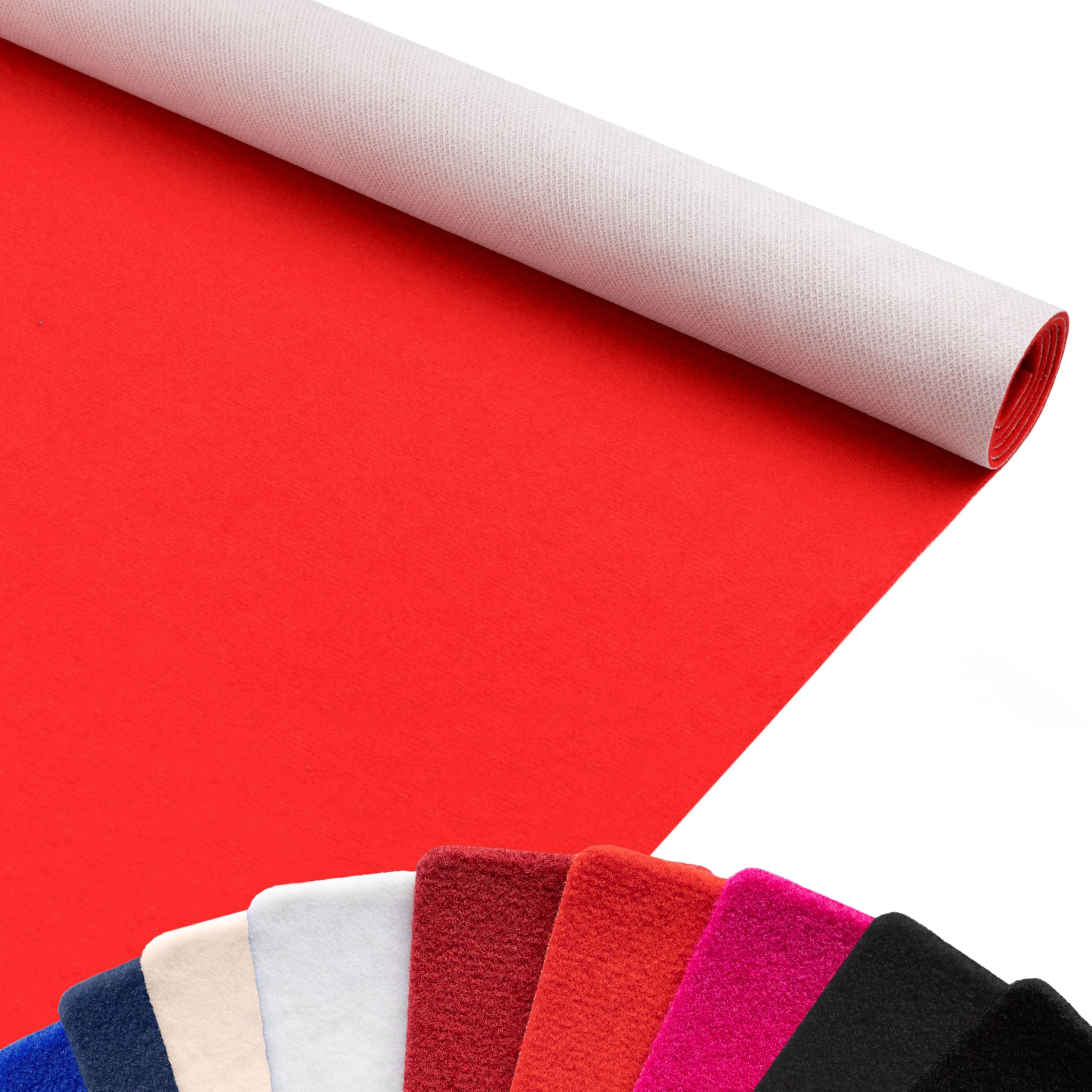 Primaflor Event- und Messeteppich Salsa | 100x800 cm | Rot | 5 mm | Messeteppich Meterware mit Gummirücken | Vlies Teppich | Nadelvlies Bodenbelag für Messe, Event und Publikumsverkehr