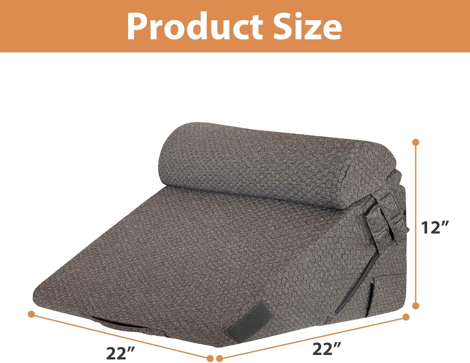 Orthopedic Bed Wedge Pillow Set 3Pcs, Adjustable Memory Foam, Pillow Wedge for Post Surgery, Back Pain Relief, Triangle Pillows for Acid Reflux, Snoring, GERD, Dark Grey - Image 3