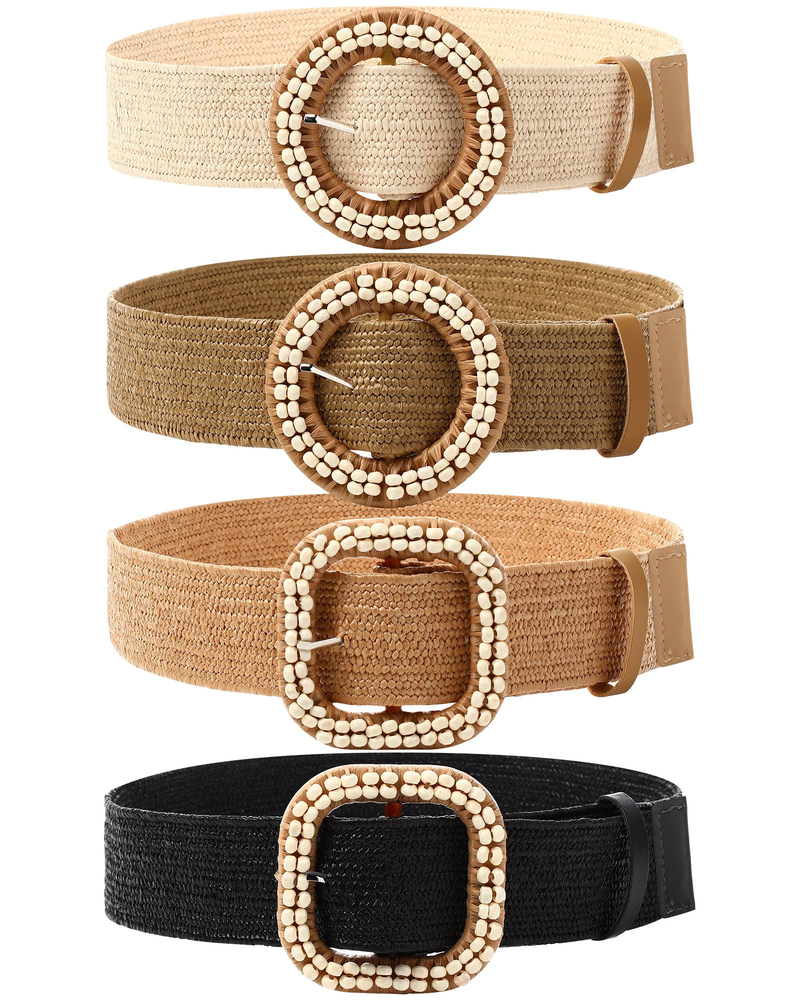 WILLBOND 4 Pcs Women Stretch Wide Straw Belt