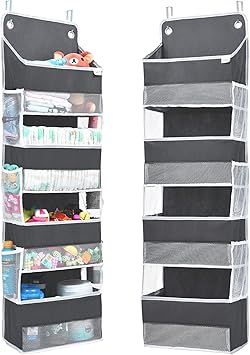 Over Door Organizer with 4 Large Pockets and 6 Mesh Side Pockets