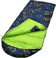Vista 11 de AceCamp Saco de dormir para niños, saco de dormir que brilla en la oscuridad para niños y jóvenes, saco de dormir portátil resistente al agua