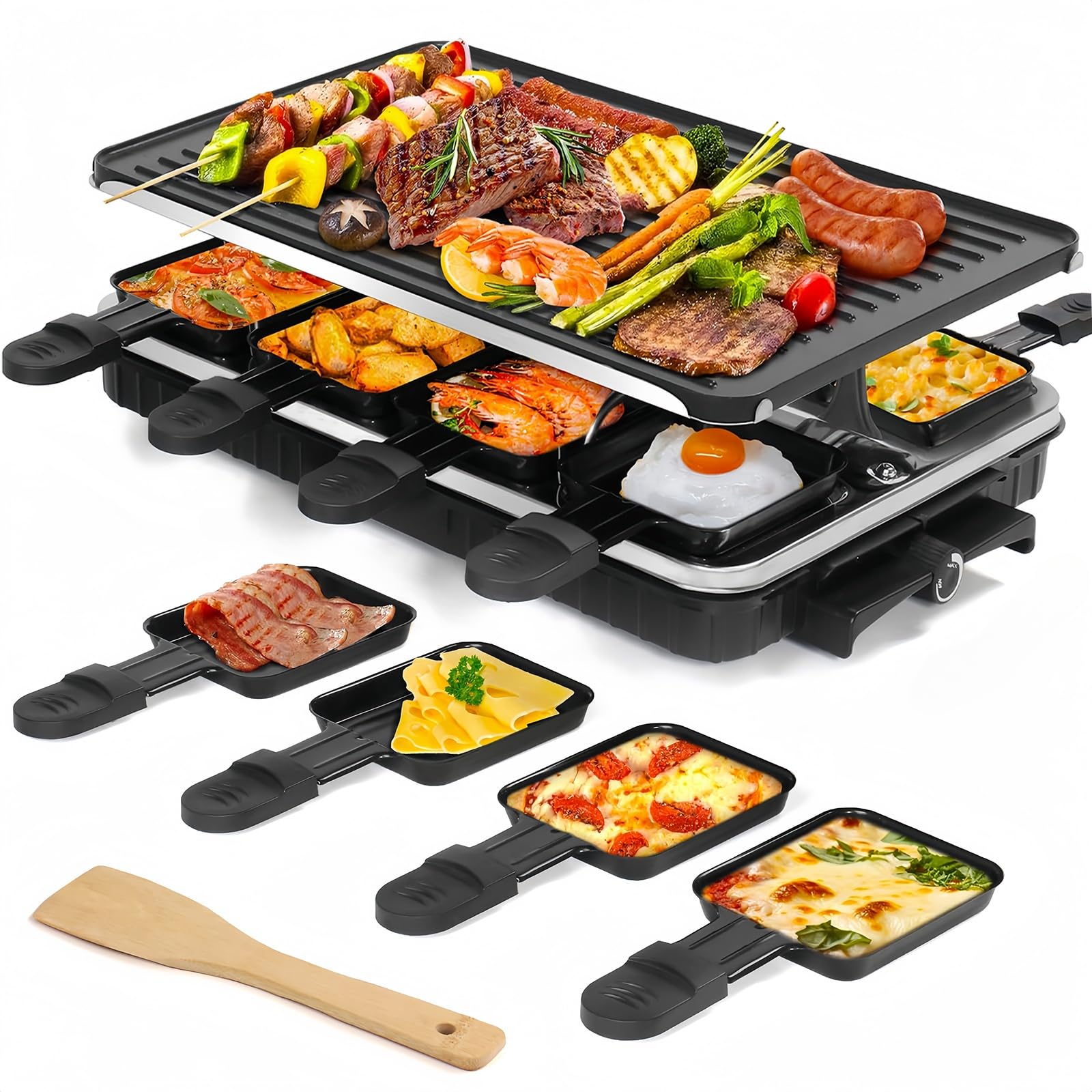 appareil a raclette, appareil raclette 8 personnes, avec 1 grille à raclette réversible - Guide 360