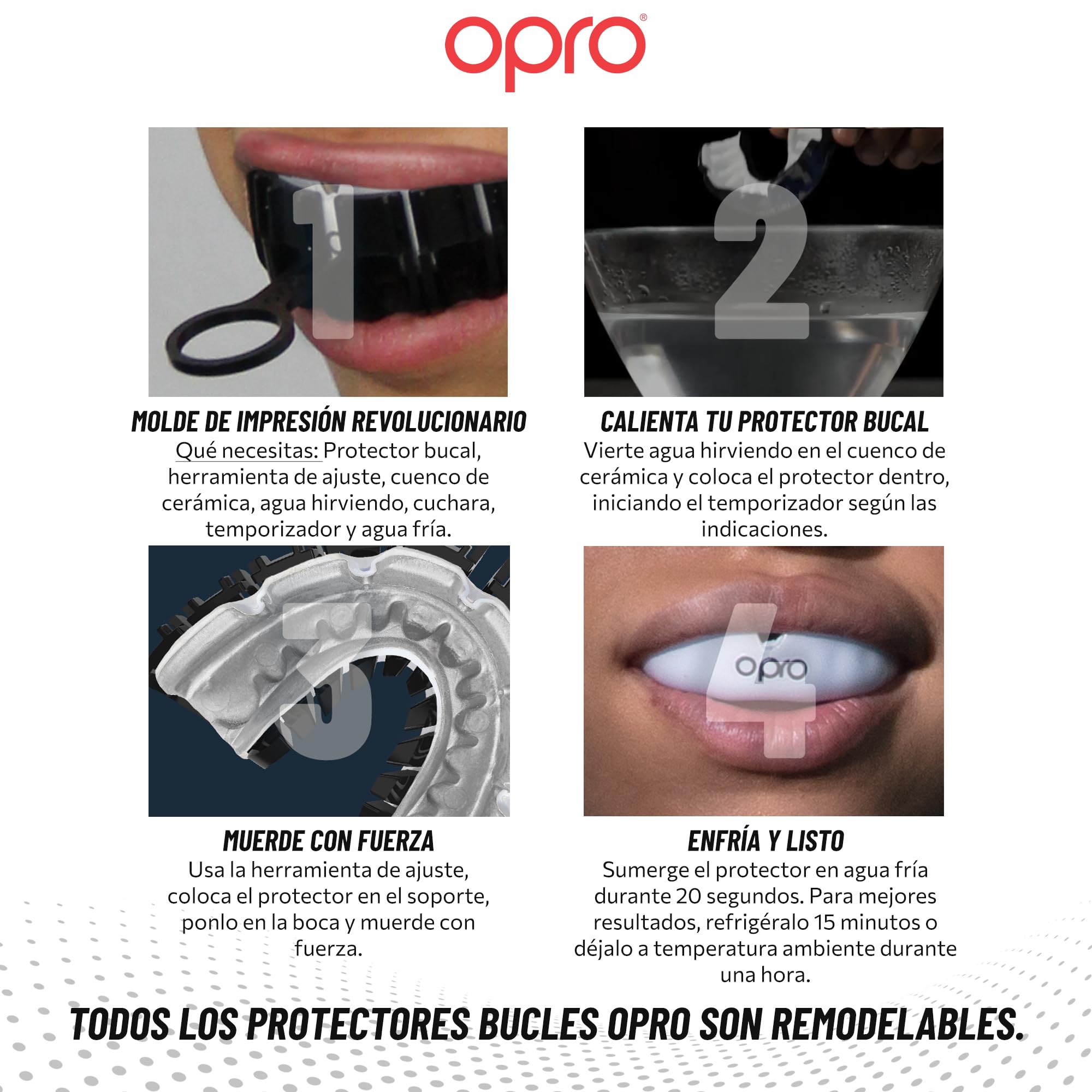 OPRO Protector Bucal Instant Custom-Fit para Brackets - Adultos (10+ Años) - Bucal para Boxeo, MMA, BJJ, Rugby y Hockey - Autoajustable - con Garantía Dental Incluida