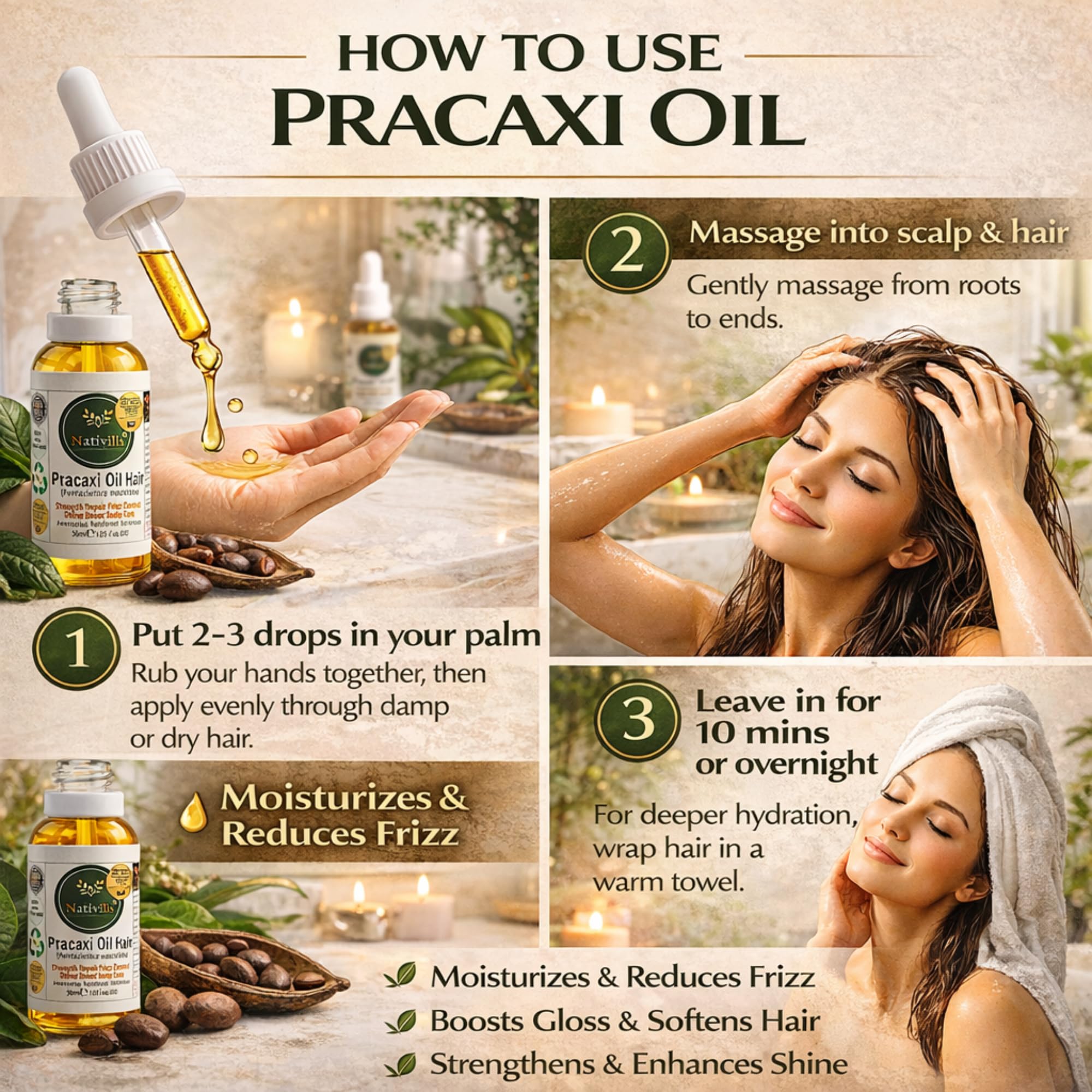 Aceite de Pracaxi 100% Puro – Aceite de Cabello y Cuero cabelludo de la selva amazónica (30 ml) – Anti-Frizz, Hidratación Profunda y Brillo – Cuidado Natural del Cabello
