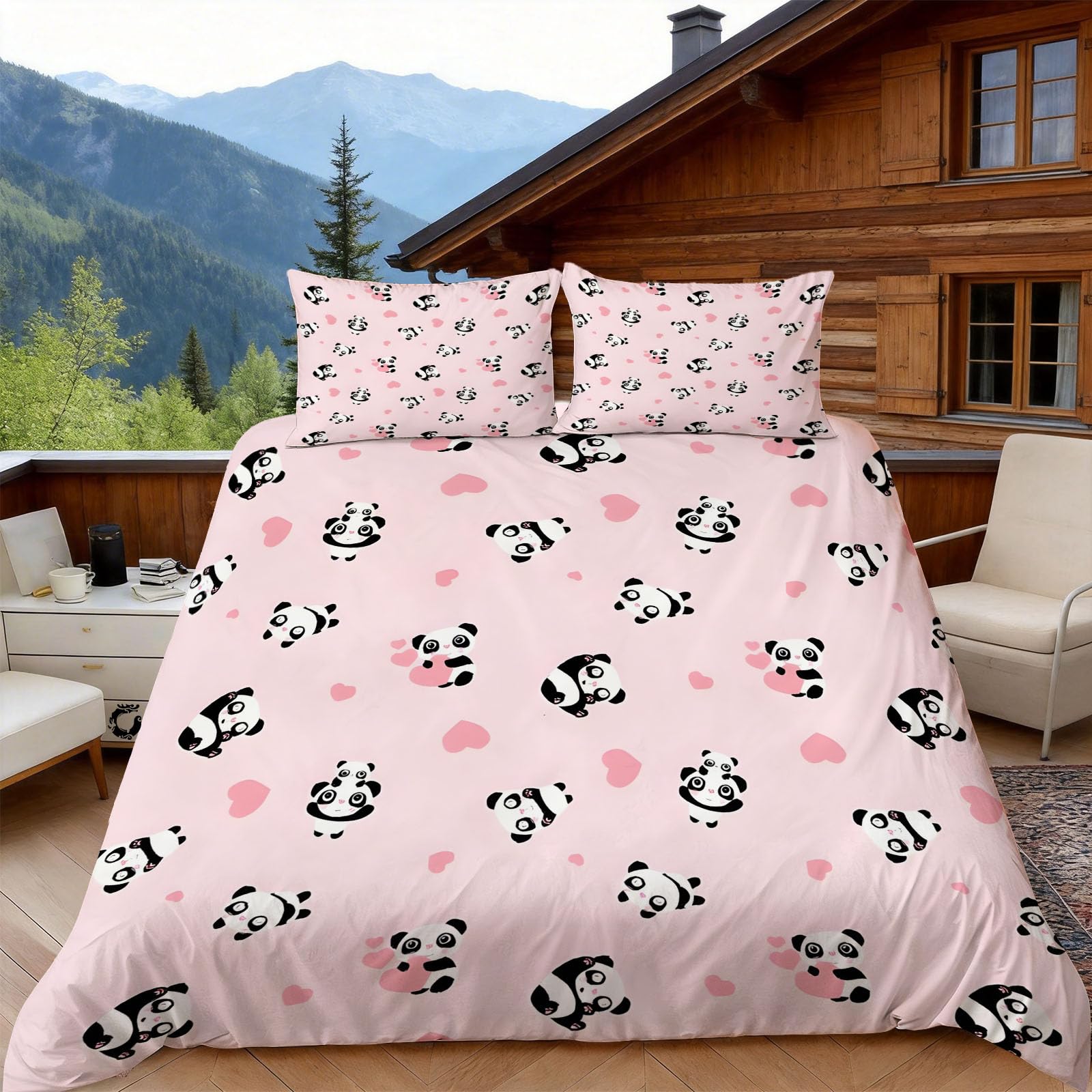 Funda Nordica Cama 105 Oso Panda 3D Fundas Nordicas Animal Print 3pcs Ropa de Cama Microfibra Suave Funda Nordica 200x200 y 2 Funda de Almohada 50x80 cm