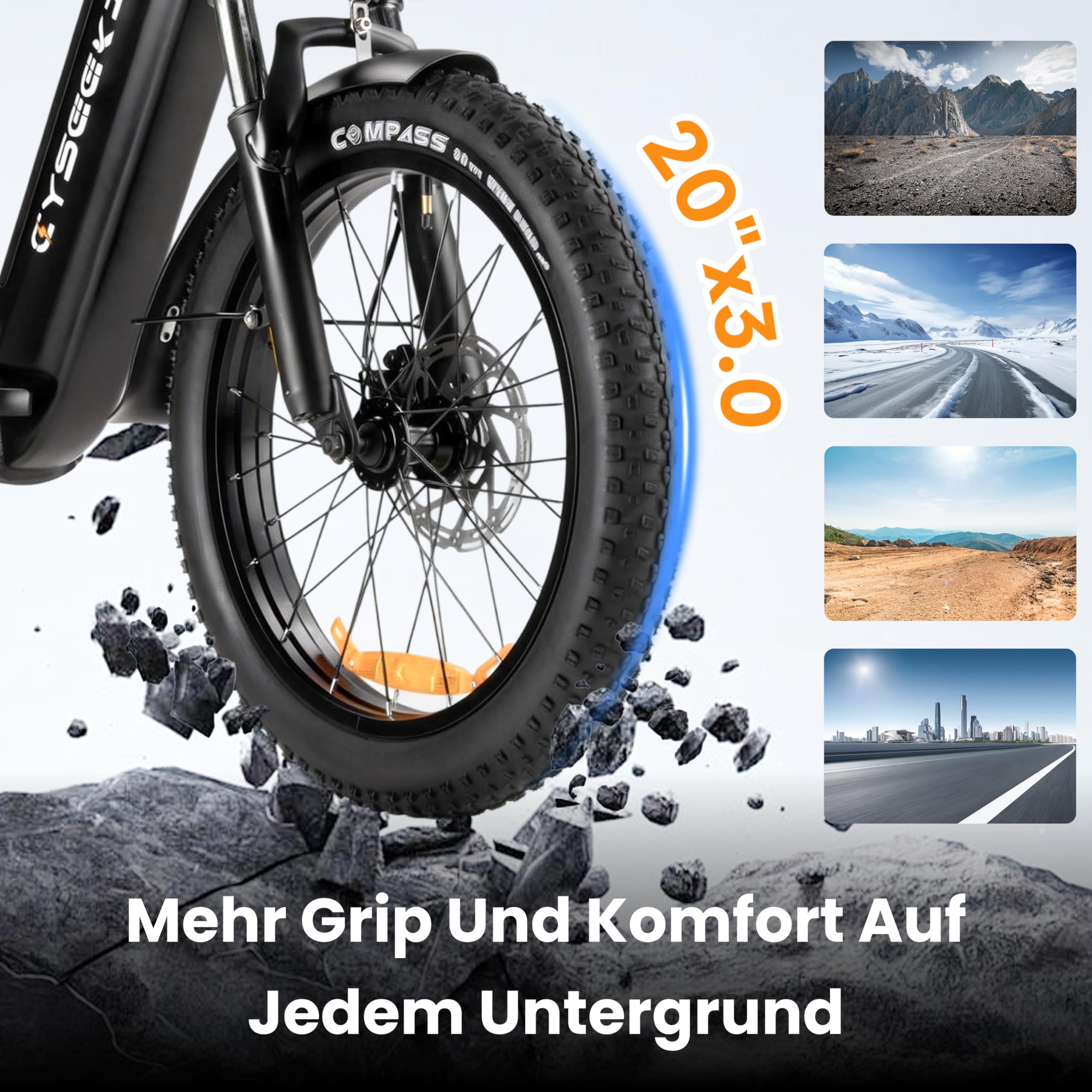 C20 E Bike 20 Zoll Fatbike für Damen Herren, Ebike Klapprad City 250W Motor 25 km/h, 48V 15,6Ah Akku, Elektrofahrrad mit Hydraulische Scheibenbremsen LCD Display Shimano 7 Gang