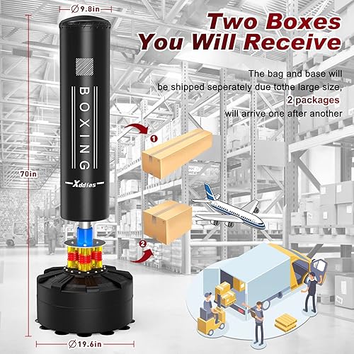 Miniatura 5 de XDDIAS Freestanding Punching Bag, 70'' Heavy Boxing Bag with Suction Cup Stand for Adult Youth Kids, Men Women Stand Kickboxing Bag for Home Office