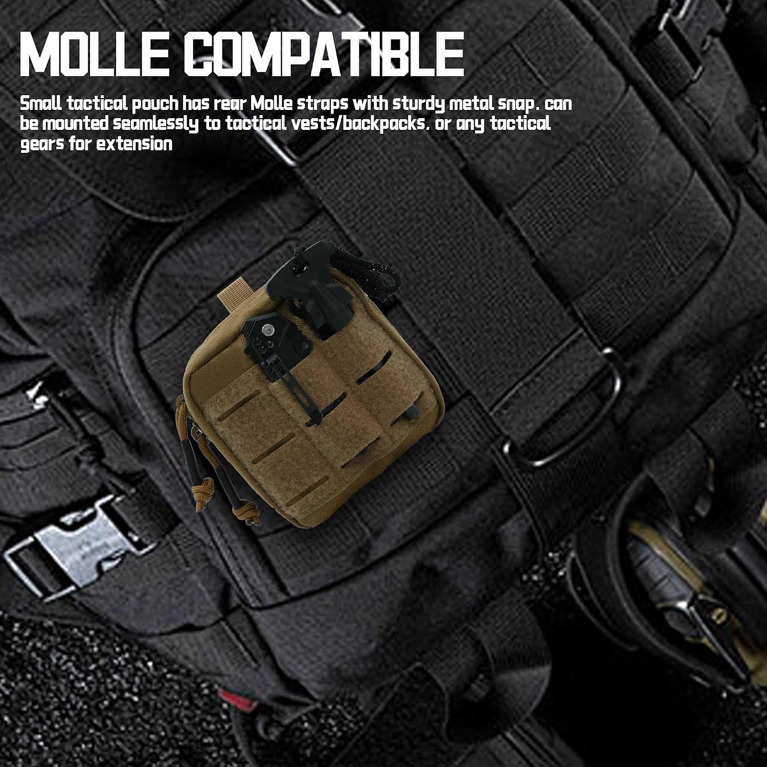 2 Pack Small Admin Pouch, 1000D Tactical Molle Mini Tool EDC Waist Belt Pouches Bag for Vest Backpack image 5