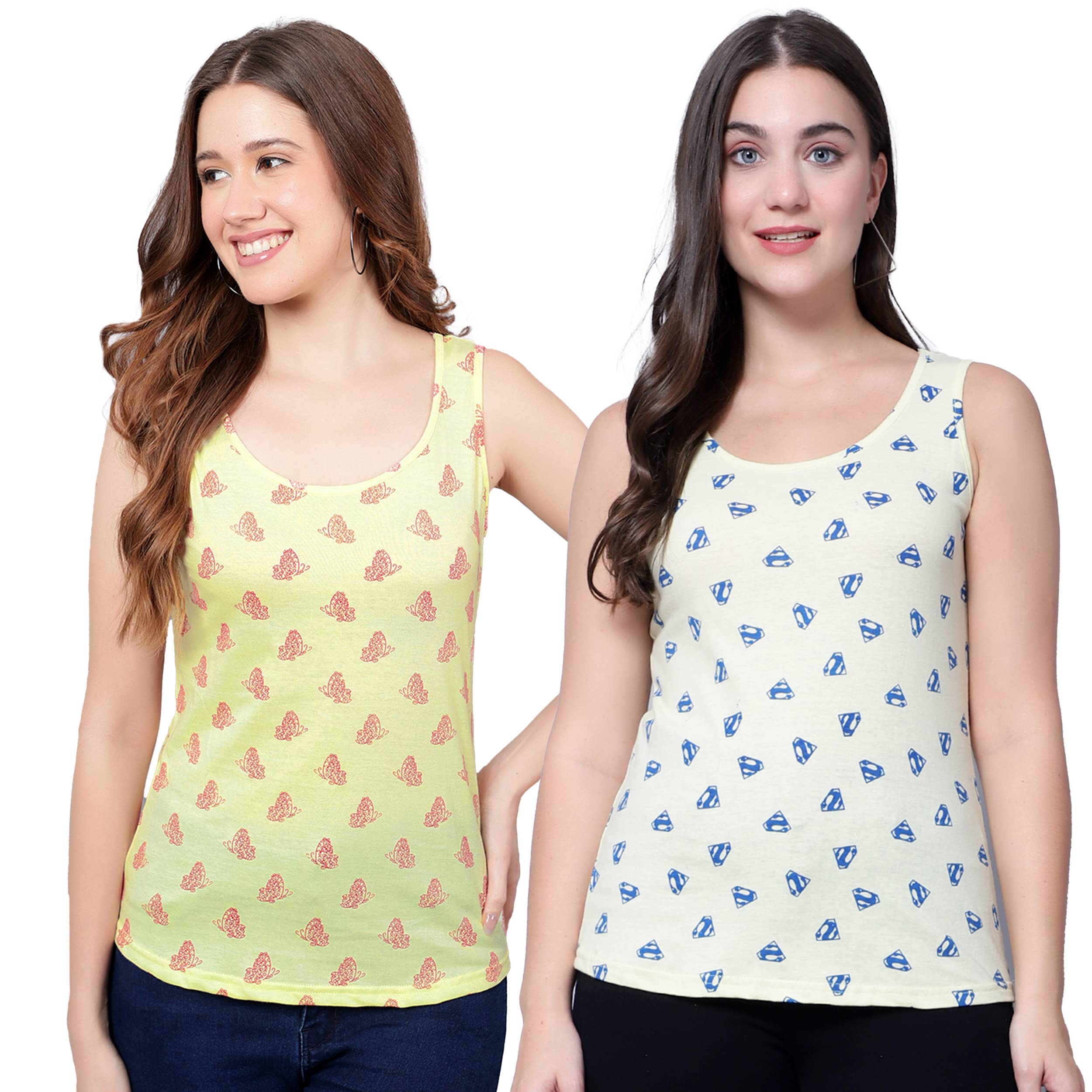 diaz Women's Super Combed Cotton Rib Fabric Slim Fit Tank Top-Pack of 2-picture-33