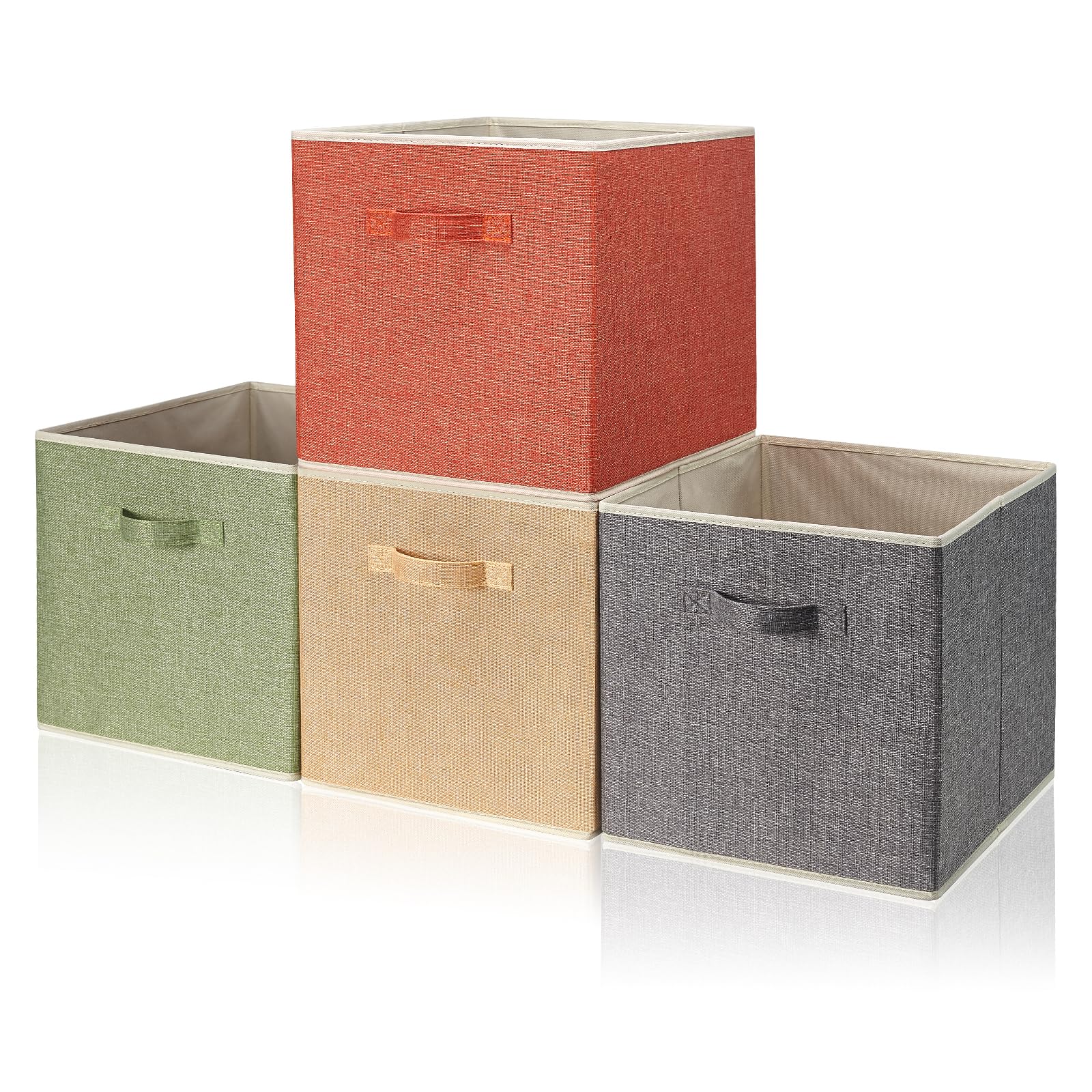 BrillantJo Storage Box for cube, Set of 4 Organiser Basket Bin Drawers Containers with Handles for Storage Cube Unit, 33L x 38W x 33H cm 4 Mixed Colors A