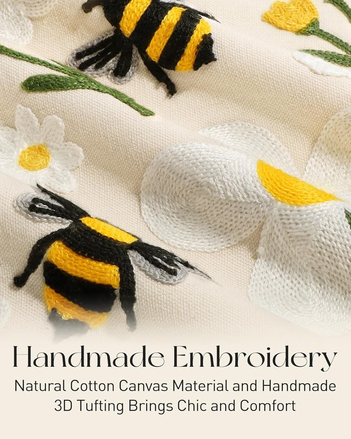 Embroidery Canvas Tote Bag for Women - Reusable Tote with Buckle Aesthetic Cute Shoulder Bag for Shopping, Grocery - Image 3