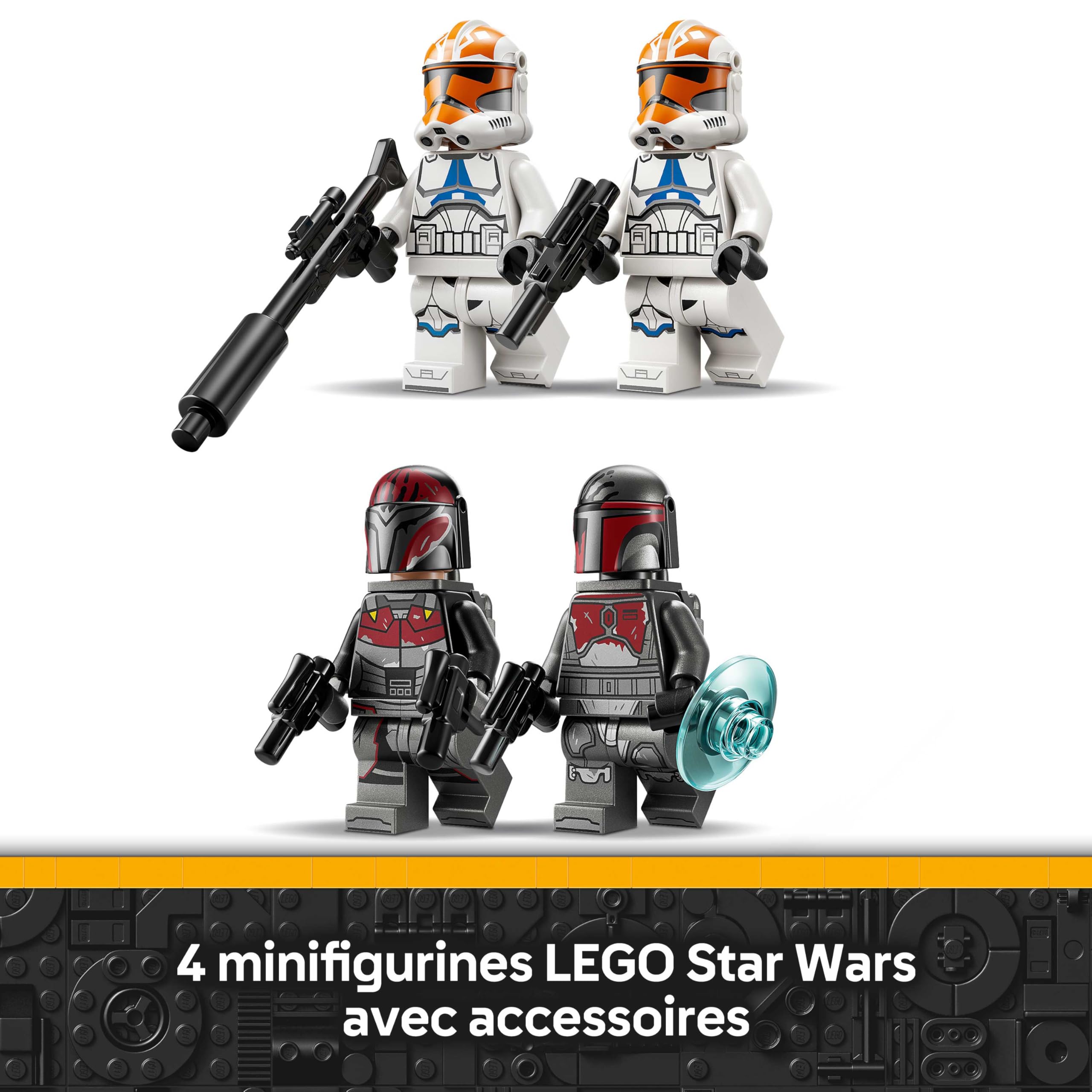 LEGO Star Wars 75449 Pack de Combat Le Siège de Mandalore - Jouet d'action avec Minifigurines de 2 Mandaloriens & 2 Clone Troopers - Speeder & Pistolets Blasters - Cadeau pour Garçon dès 6 Ans & Fans