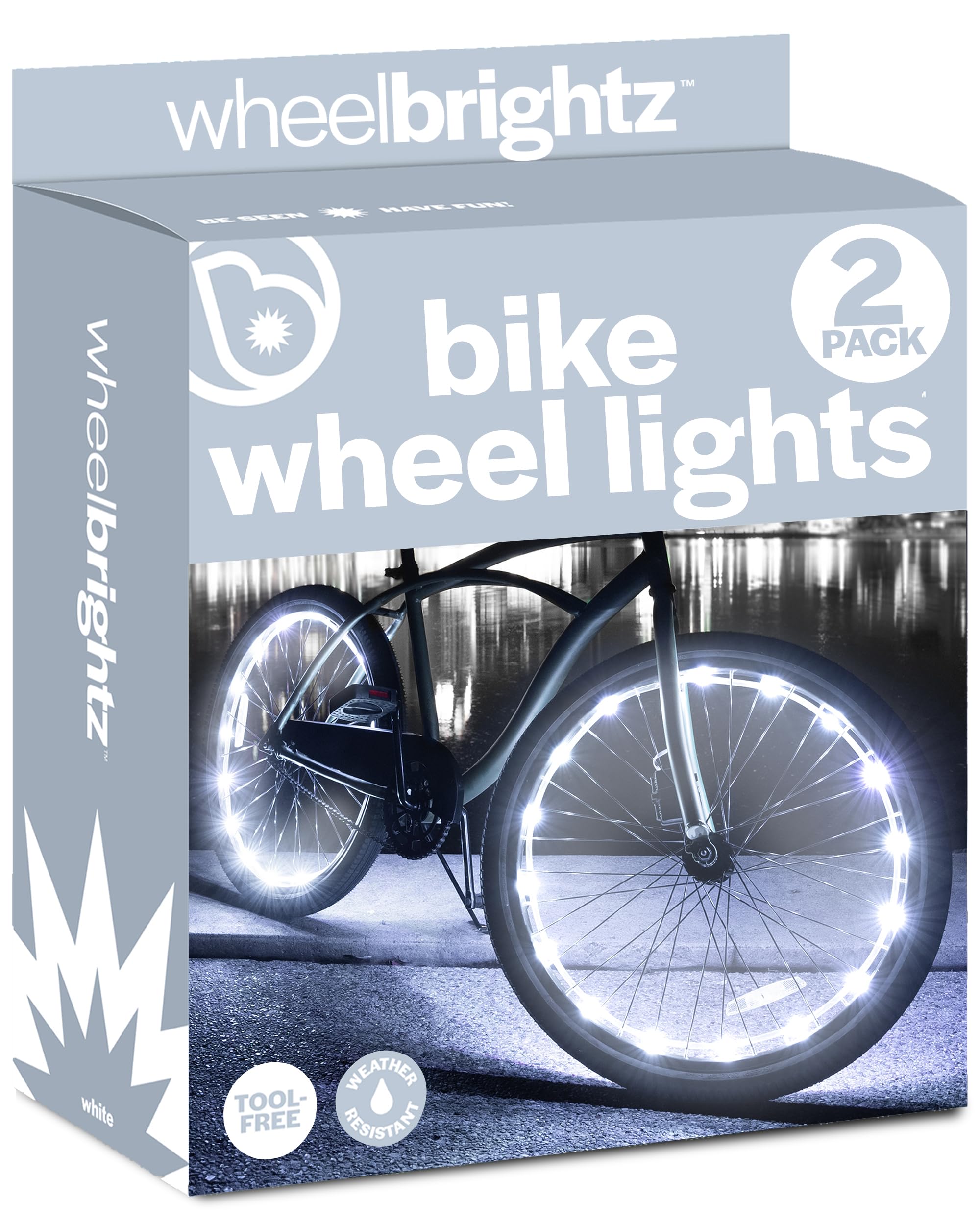 Brightz WheelBrightz LED Bike Wheel Lights, White, Pack of 2 Wheel Lights – LED Bike Lights for Bicycle Tires – Best Fun Outdoor Stocking Stuffer Bday Present for Friend, Mom, Dad, Son or Daughter