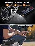 Lamicall Portable Car Tire Inflator - Air Compressor [150 PSI] [4X Faster] Cordless Car Air Pump Rechargeable, Pressure Gauge Display, LED Light, for Cars, Motorcycles, Bike, Ball, Wheels, Mom Gift