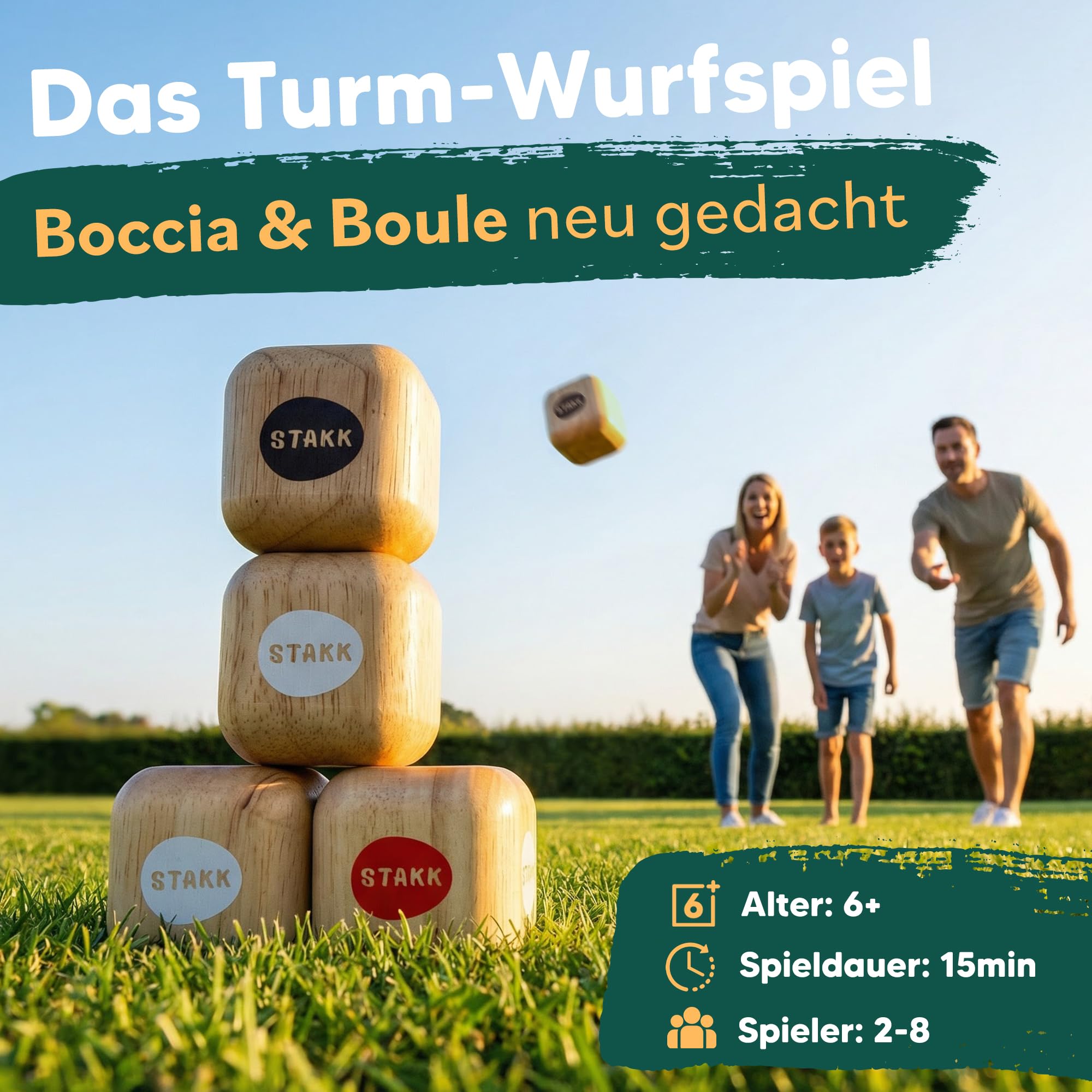 Das Neue Outdoor-Wurfspiel für Kinder & Erwachsene | Boccia-Boule mit modernem Twist | spannendes Garten- und Strandspiel für Jung & Alt | Erfunden in Deutschland