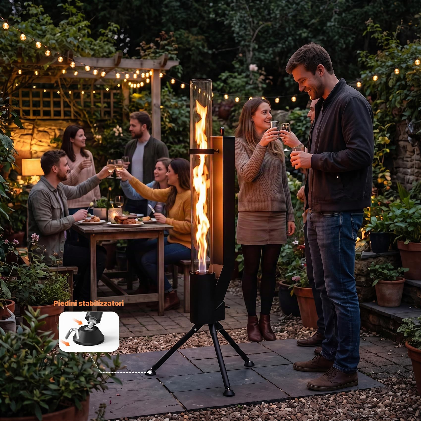 Braciere a pellet di legno da patio, braciere da campeggio, camino portatile per cortile, portico, caffetteria, ristorante esterno, falò in giardino, camper, tailgating