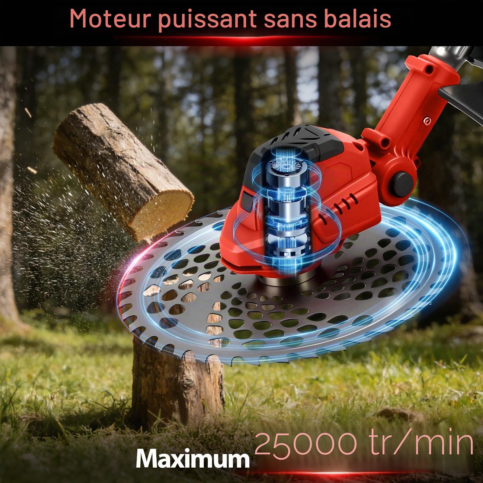 Débroussailleuse Électrique sans Fil pour Makita Batterie, Coupe Bordure avec Manche télescopique de 100 à 140 cm (Largeur de Coupe 24 cm, 25000 TR/Min) pour la pelouse et Le Jardin
