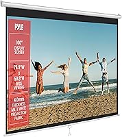 Vista 11 de Pyle pantalla para proyector de 50 pulgadas, portátil, de pie en el piso, plegable, enrollable, trípode manual, pantalla móvil para películas, cine
