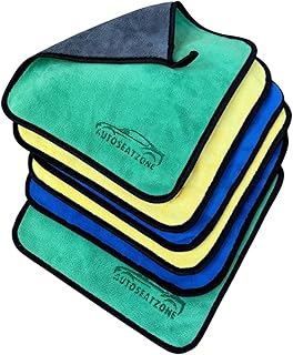 Auto Seat Zone Microfiber Cleaning Towels, 800GSM Premium, Blue, Yellow, Green, 30x30cm, 3-Piece/6-Piece/9-Piece Set, Multi-Purpose (6)
